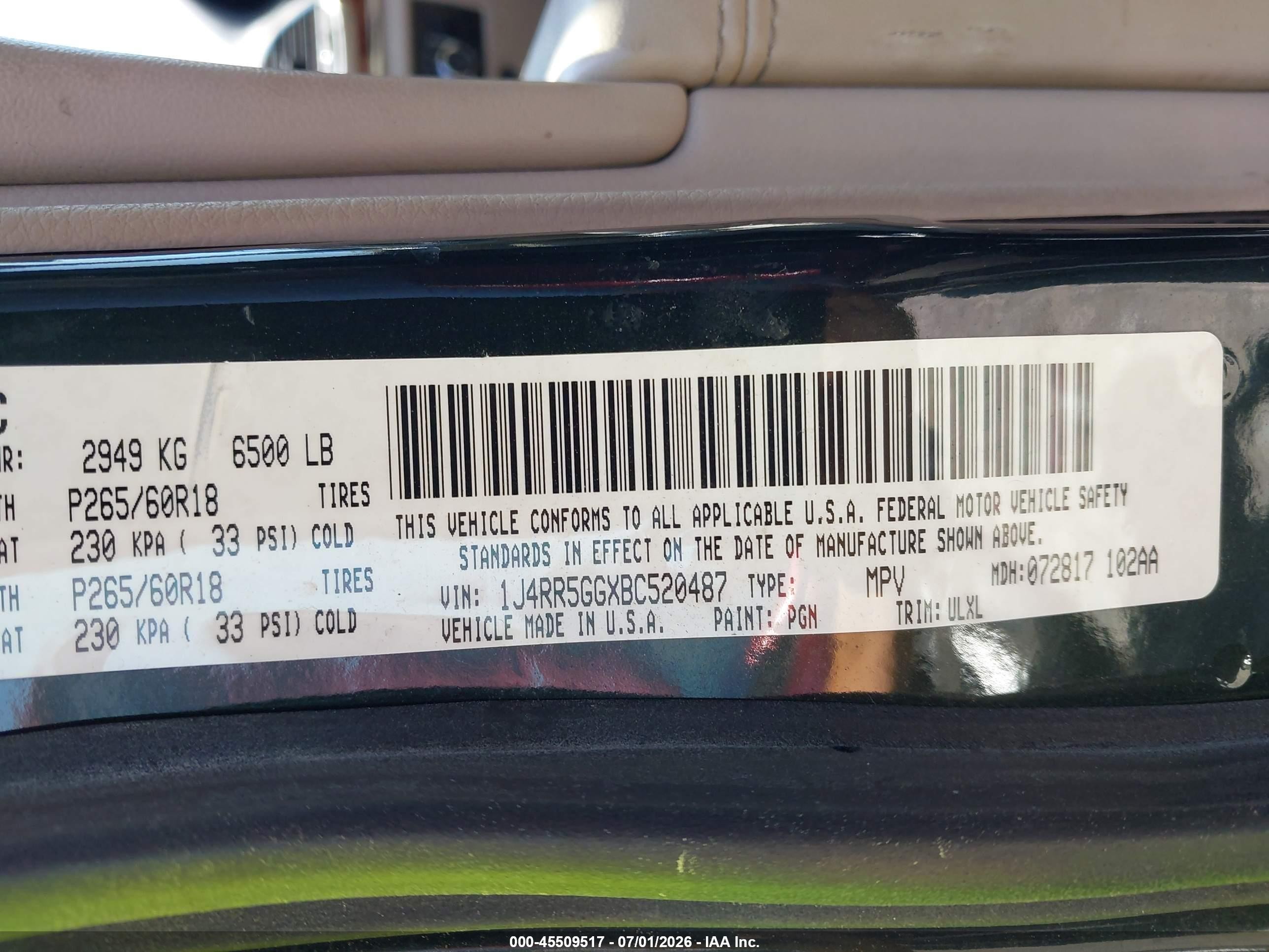 2011 Jeep Grand Cherokee Limited Green vin: 1J4RR5GGXBC520487