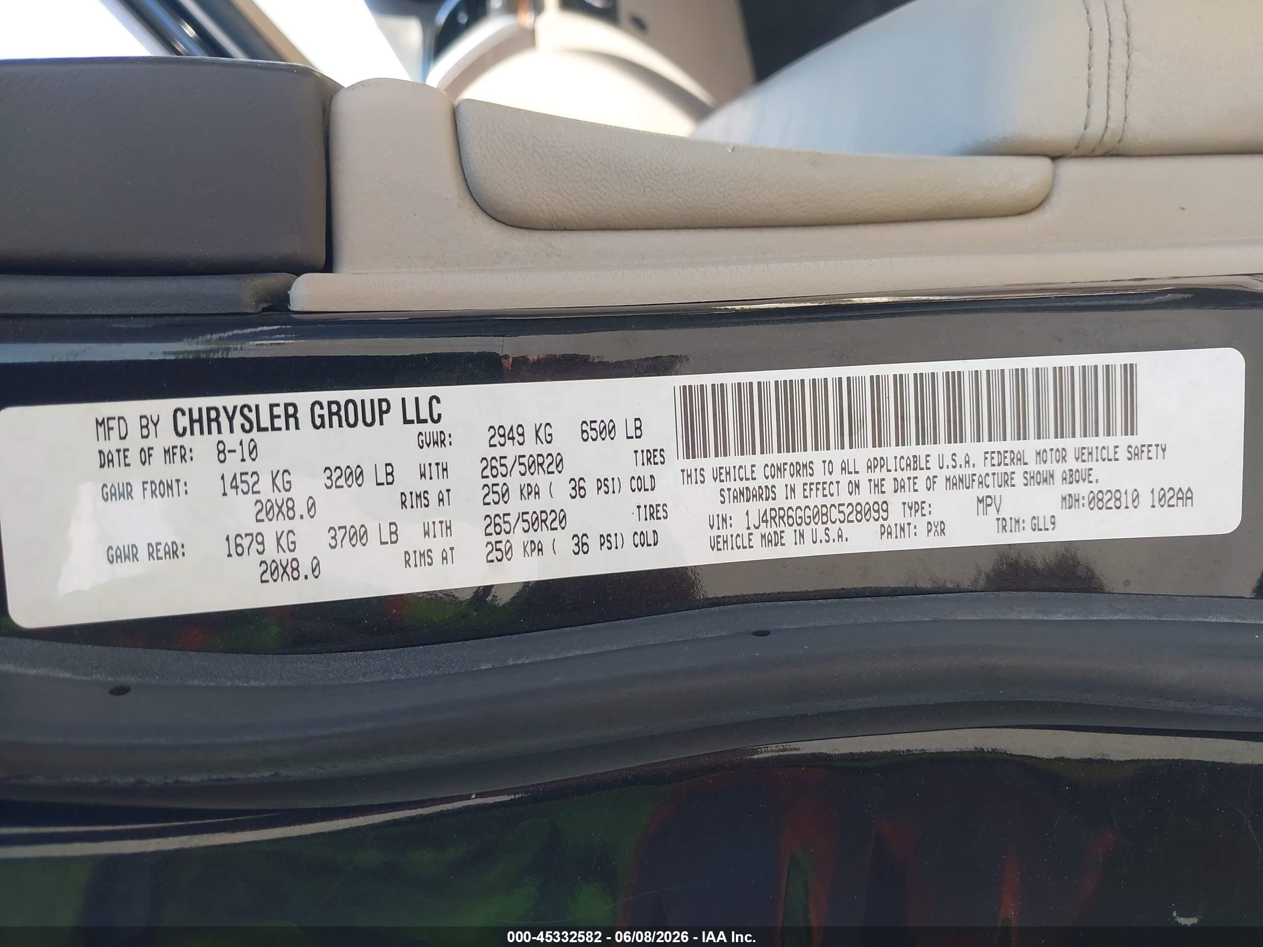 2011 Jeep Grand Cherokee Overland Black vin: 1J4RR6GG0BC528099