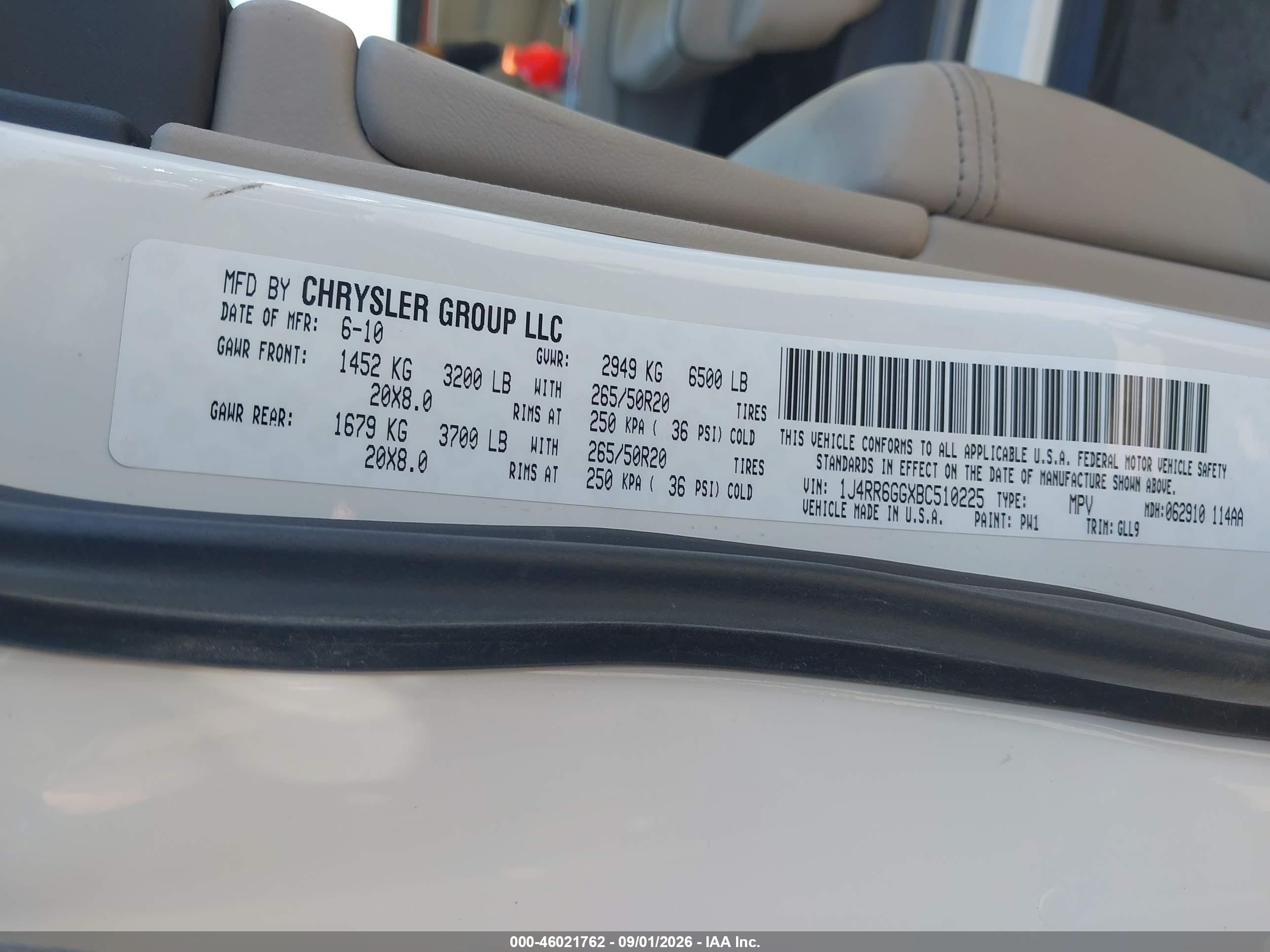 2011 Jeep Grand Cherokee Overland White vin: 1J4RR6GGXBC510225