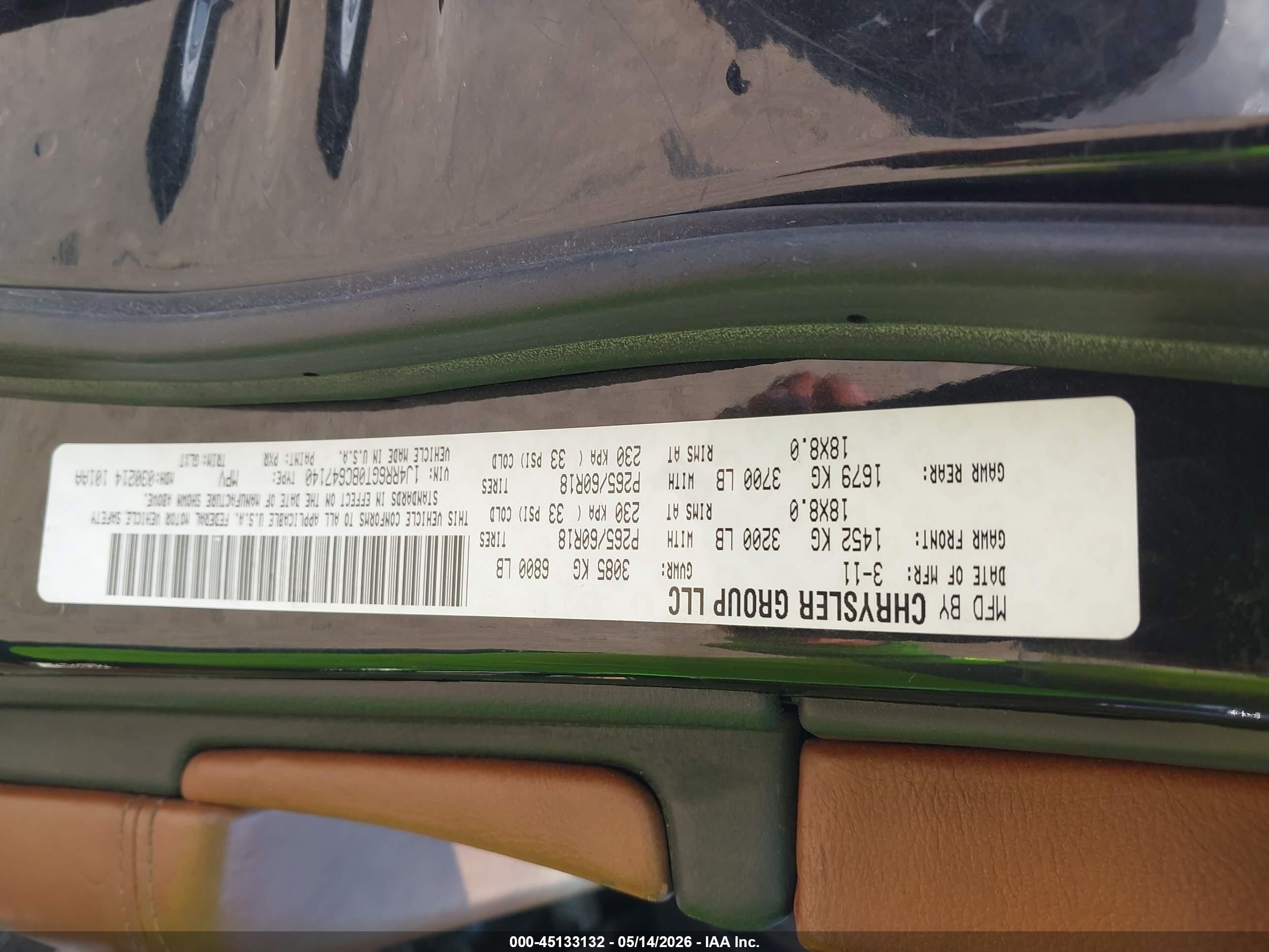 2011 Jeep Grand Cherokee Overland Черный vin: 1J4RR6GT0BC647140