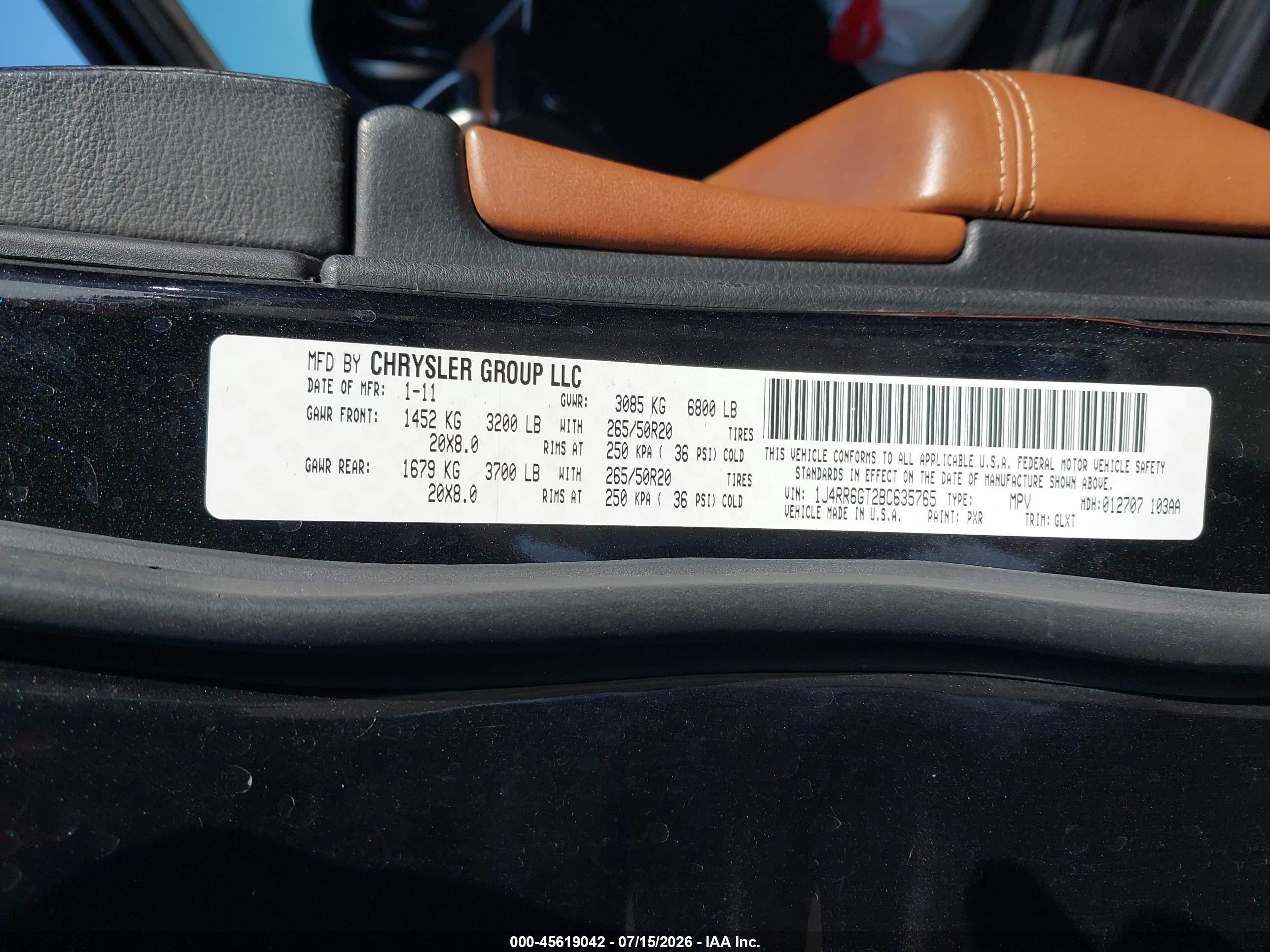 2011 Jeep Grand Cherokee Overland Black vin: 1J4RR6GT2BC635765