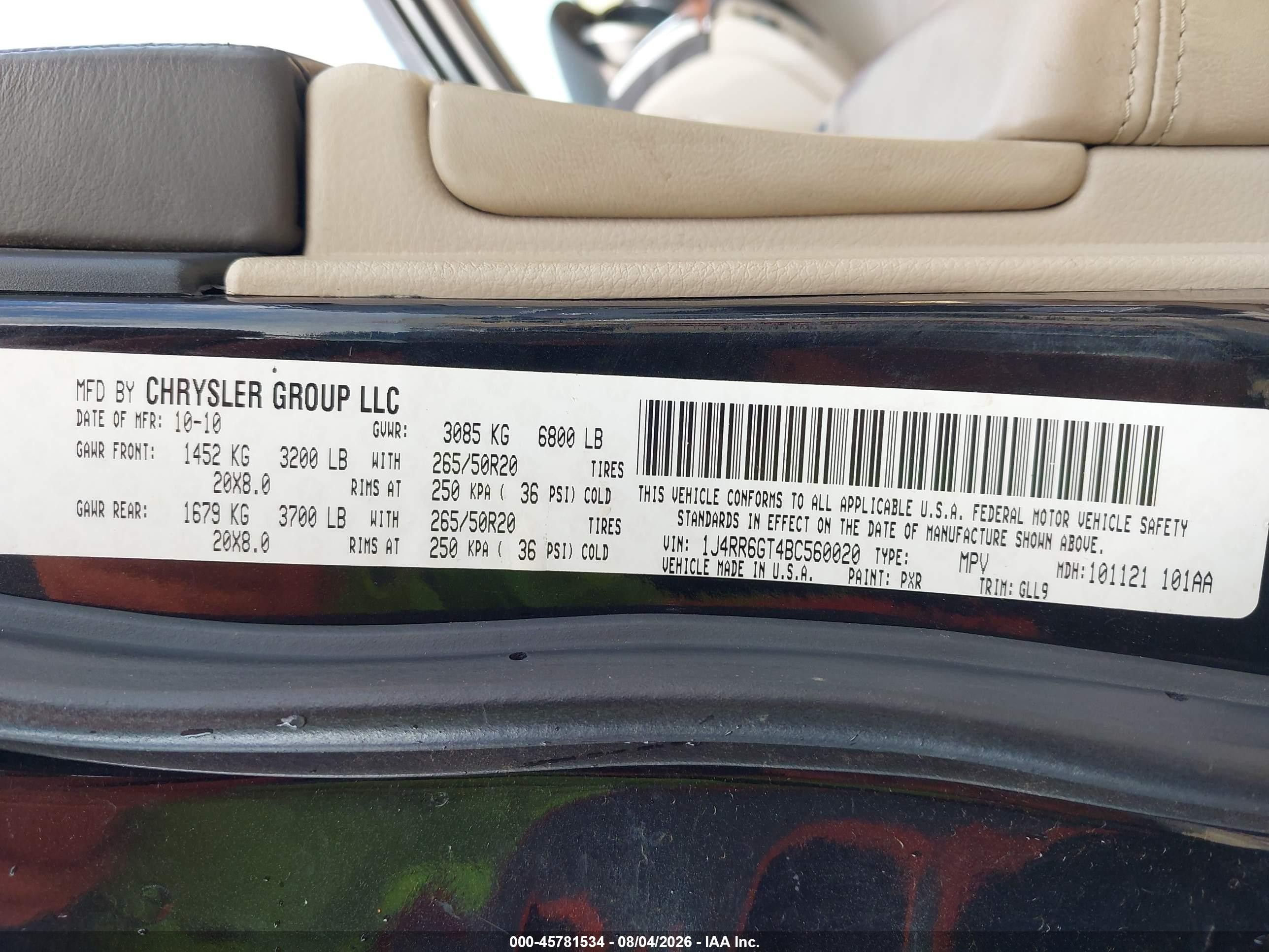 2011 Jeep Grand Cherokee Overland Black vin: 1J4RR6GT4BC560020