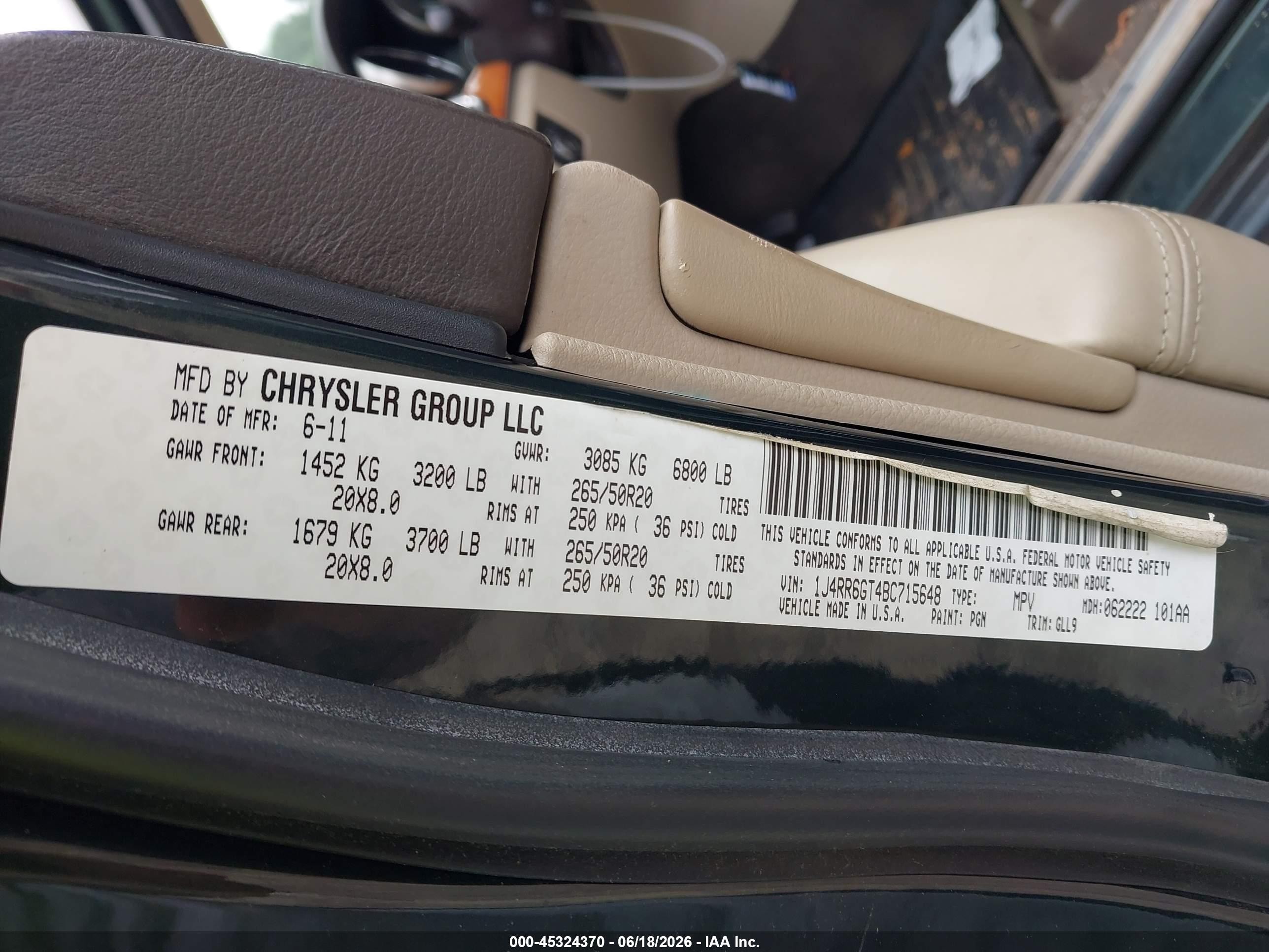 2011 Jeep Grand Cherokee Overland Green vin: 1J4RR6GT4BC715648