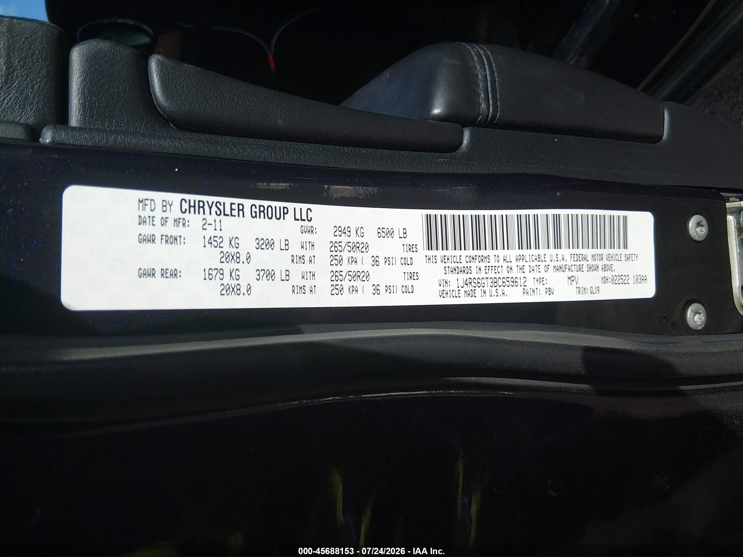 2011 Jeep Grand Cherokee Overland Black vin: 1J4RS6GT3BC659612