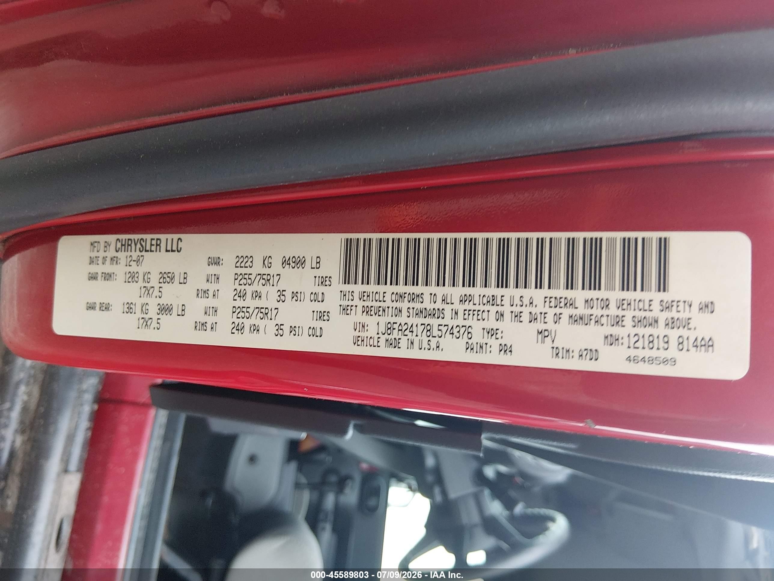 2008 Jeep Wrangler X Красный vin: 1J8FA24178L574376