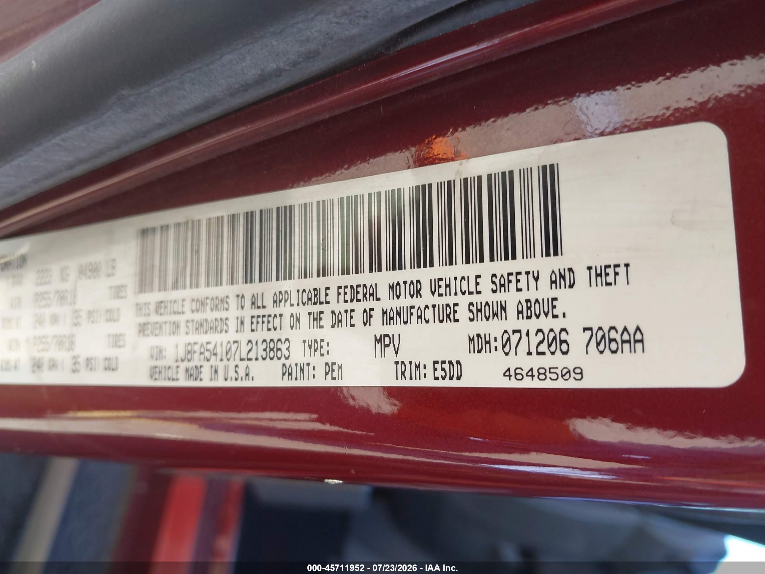 2007 Jeep Wrangler Sahara Maroon vin: 1J8FA54107L213863