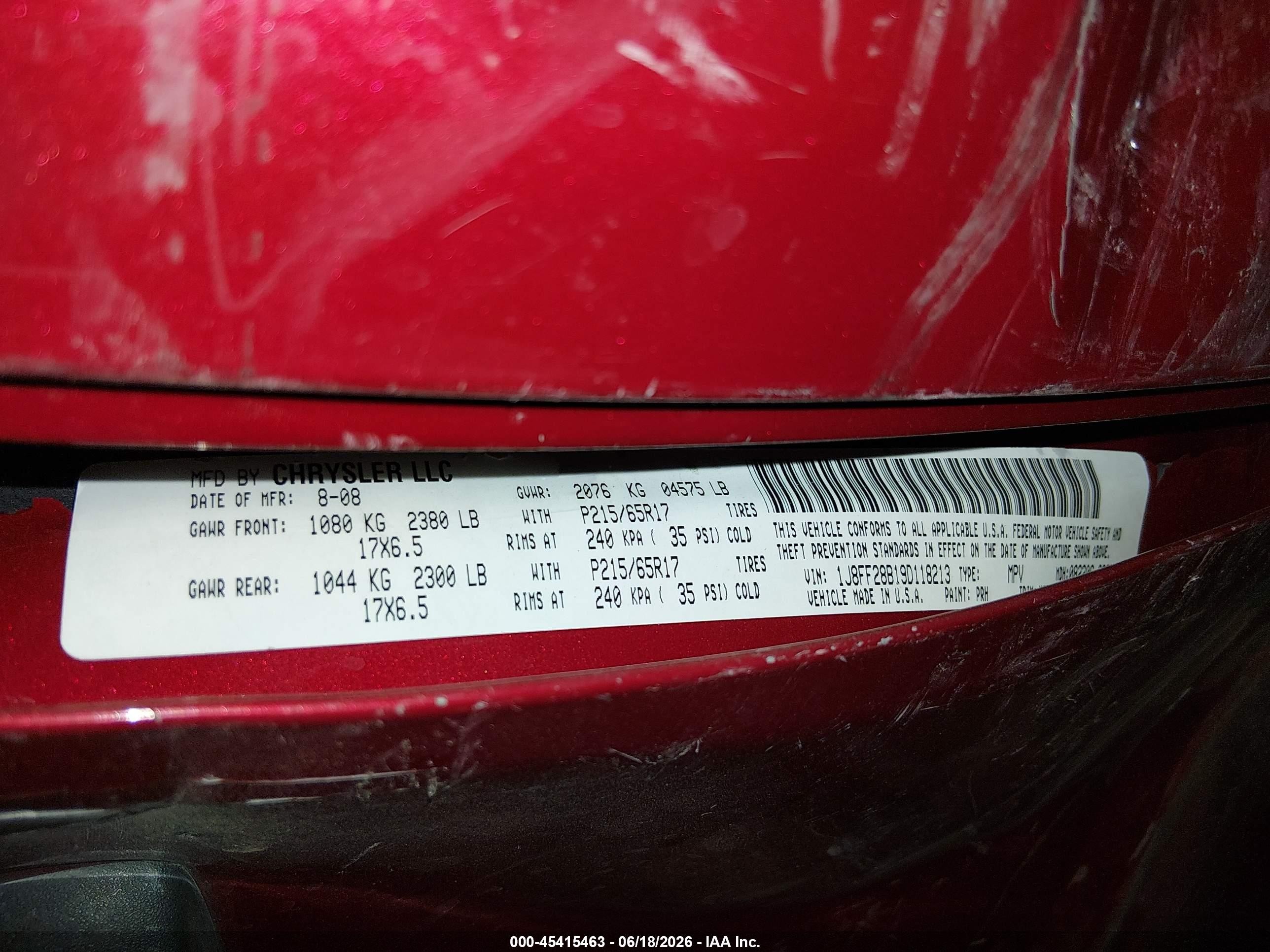 2009 Jeep Patriot Sport Red vin: 1J8FF28B19D118213