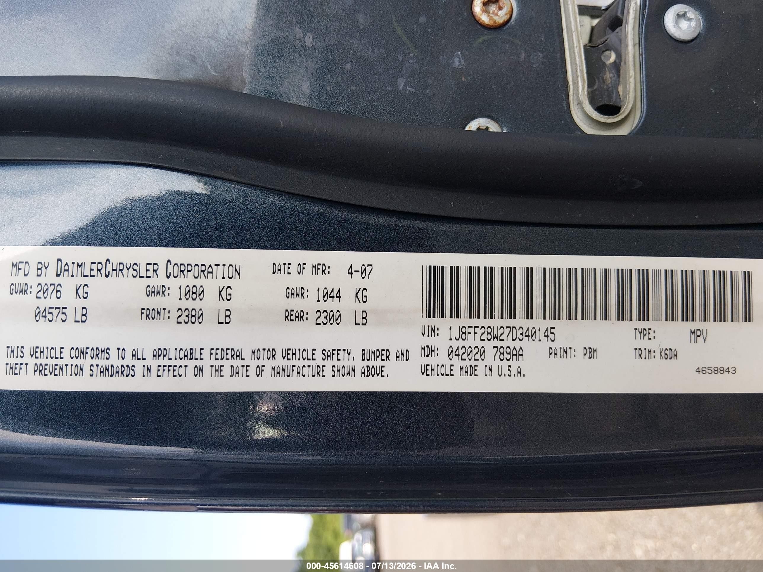 2007 Jeep Patriot Sport Синий vin: 1J8FF28W27D340145