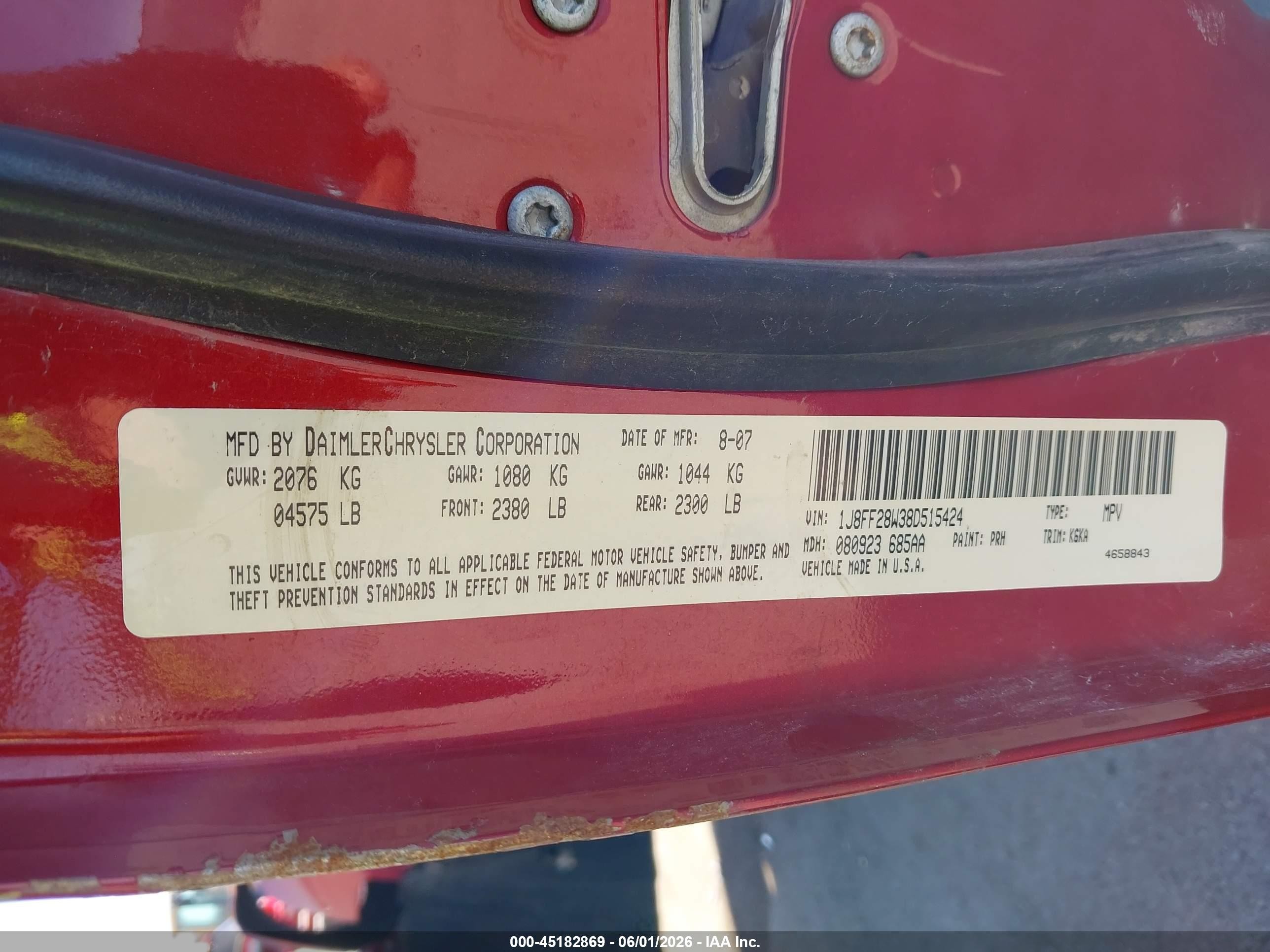 2008 Jeep Patriot Sport Red vin: 1J8FF28W38D515424