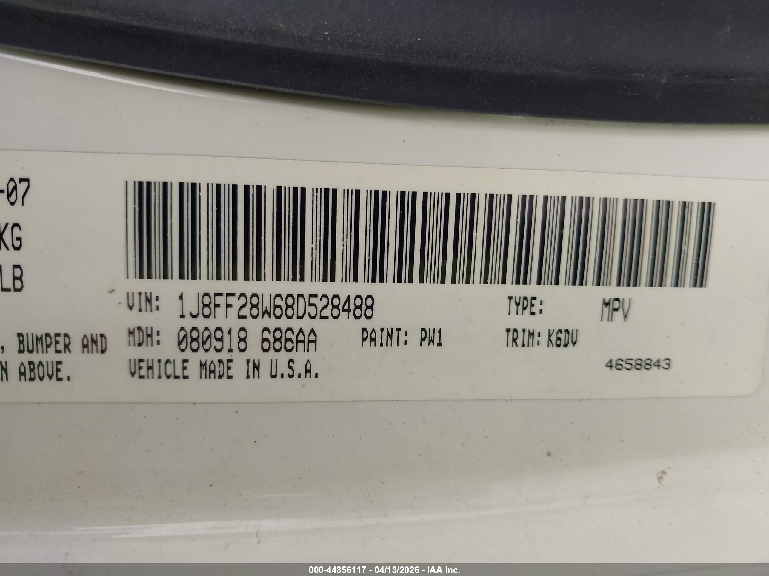 2008 Jeep Patriot Sport White vin: 1J8FF28W68D528488