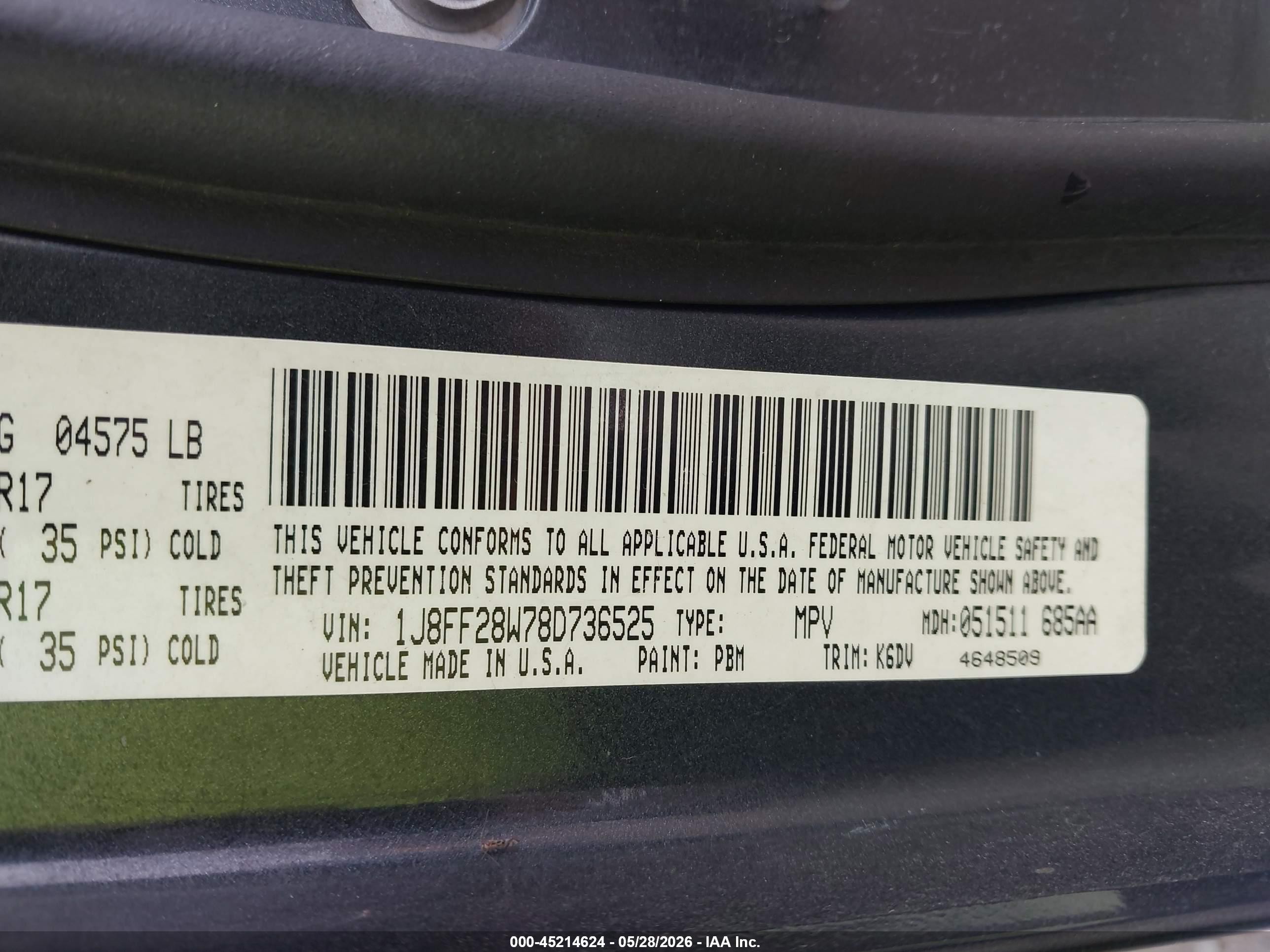 2008 Jeep Patriot Sport Blue vin: 1J8FF28W78D736525