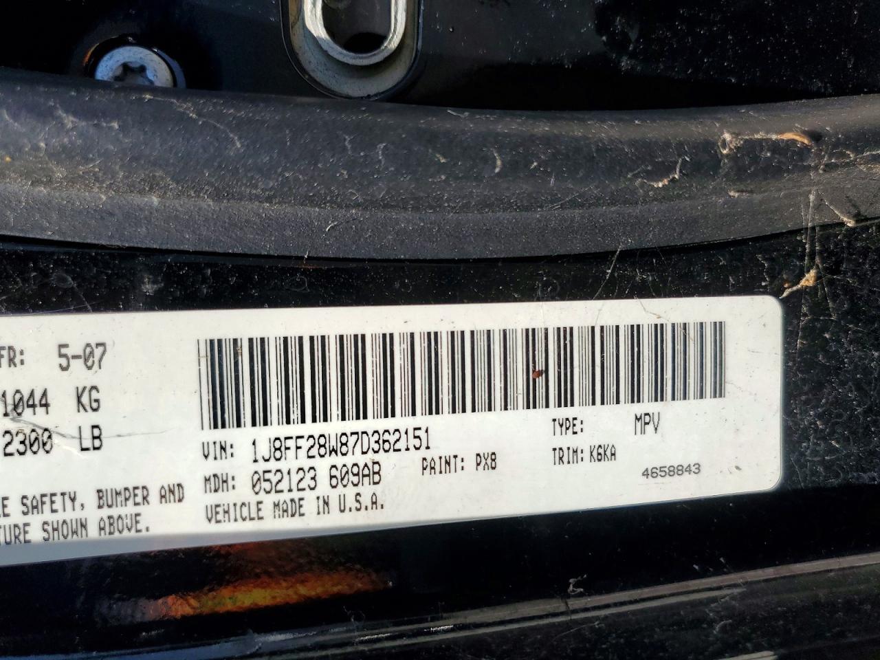 2007 Jeep Patriot Black vin: 1J8FF28W87D362151