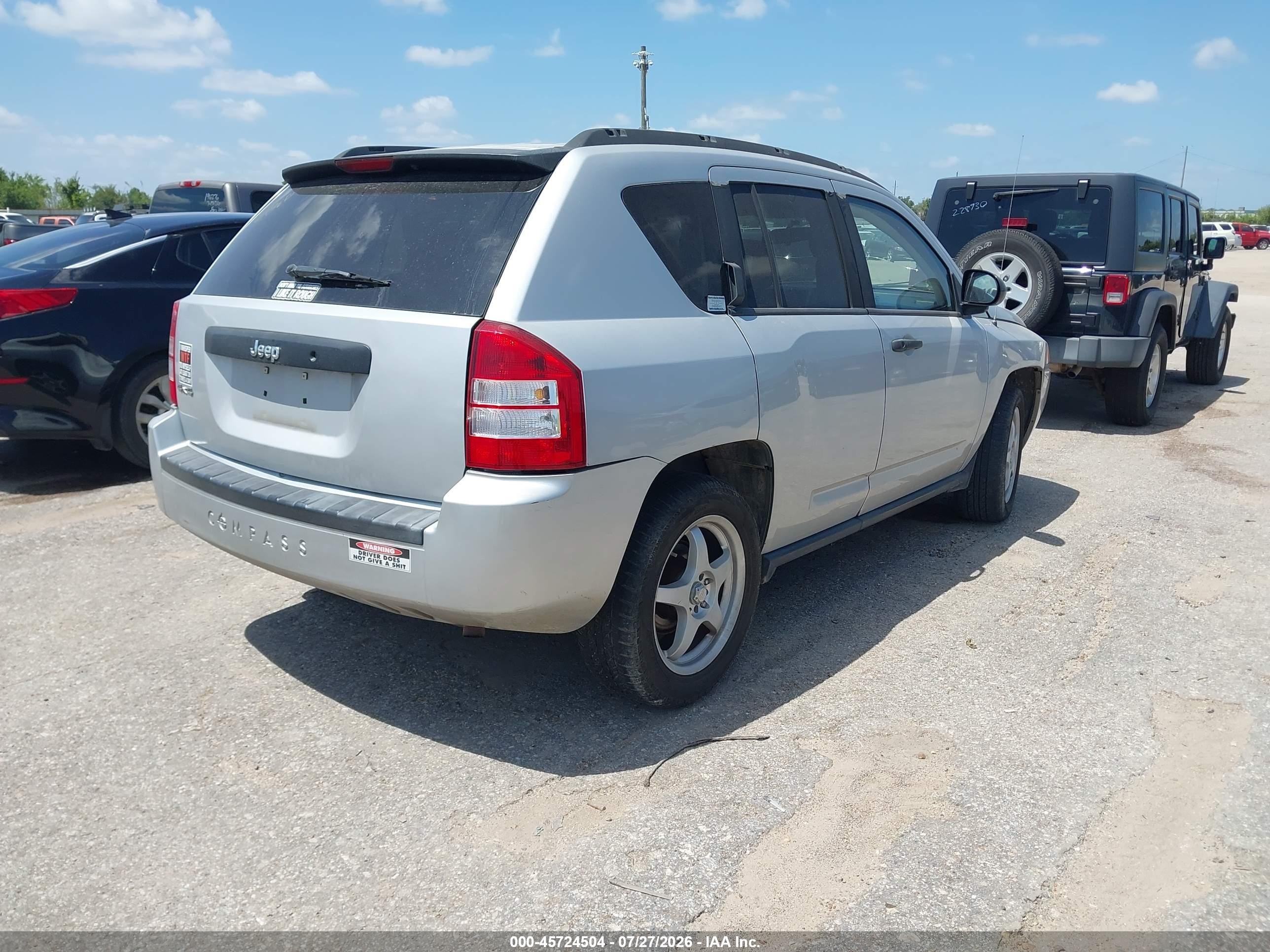 2007 Jeep Compass Sport Silver vin: 1J8FF47W27D205423