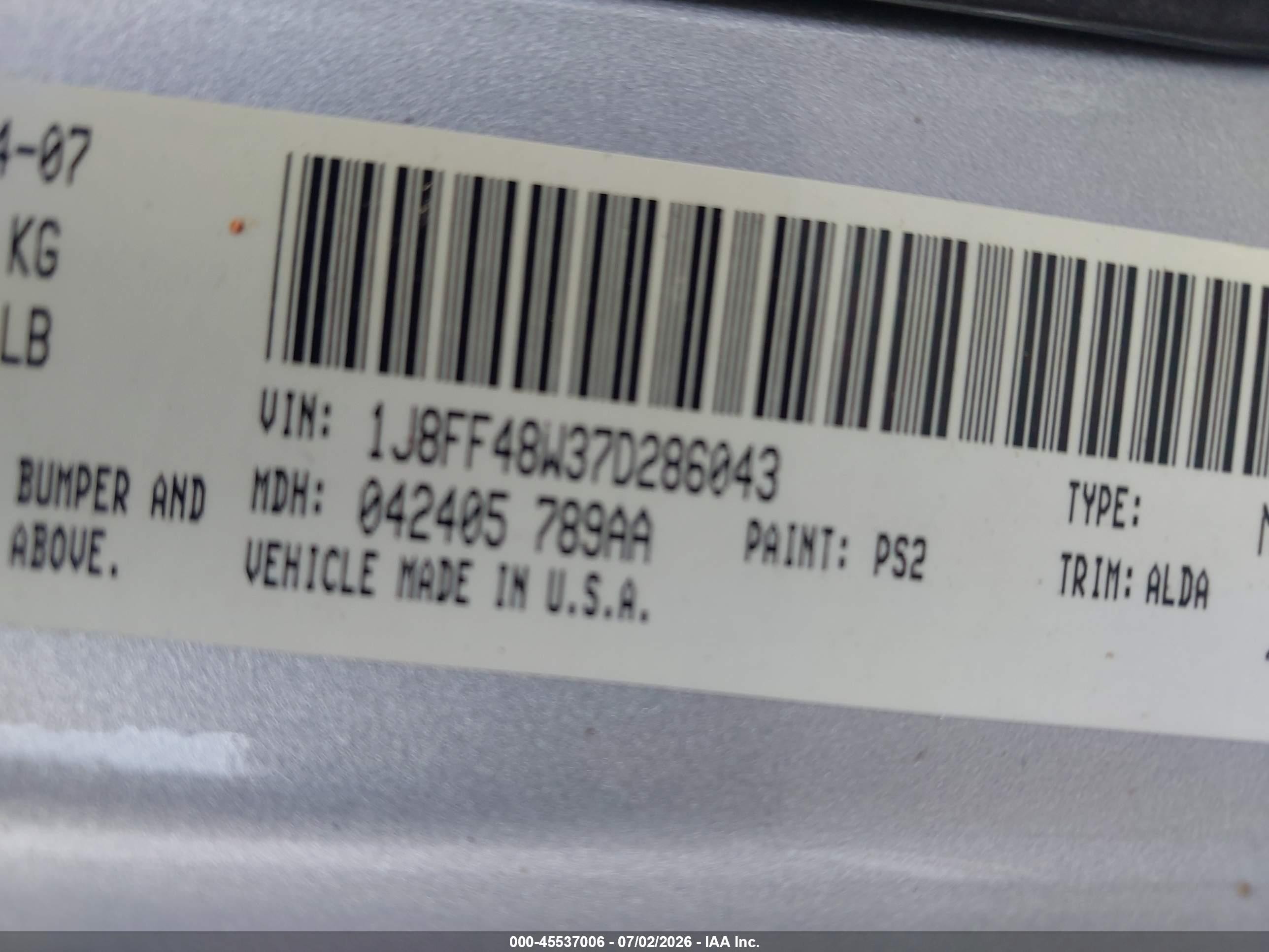 2007 Jeep Patriot Limited Silver vin: 1J8FF48W37D286043