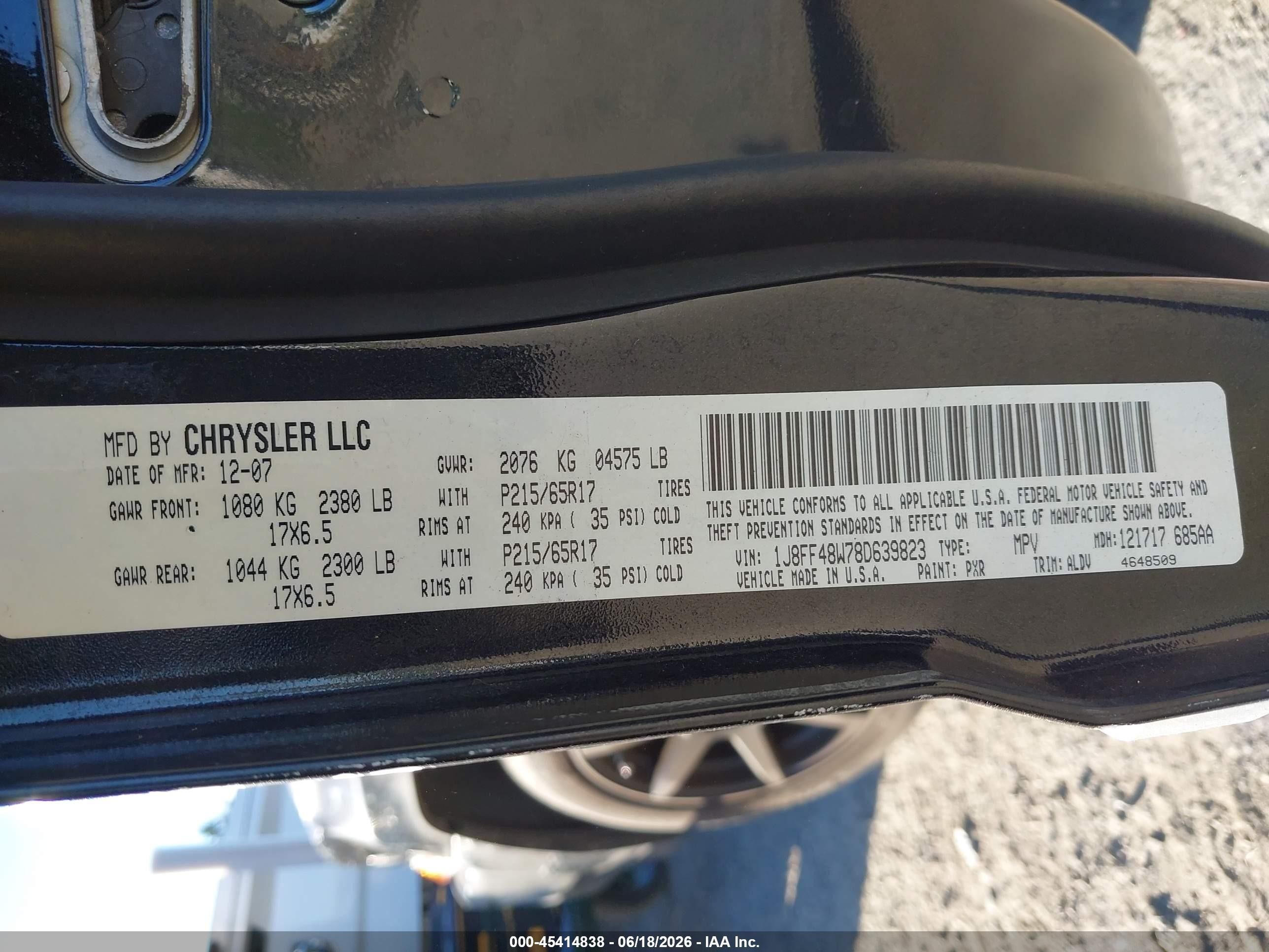 2008 Jeep Patriot Limited Black vin: 1J8FF48W78D639823