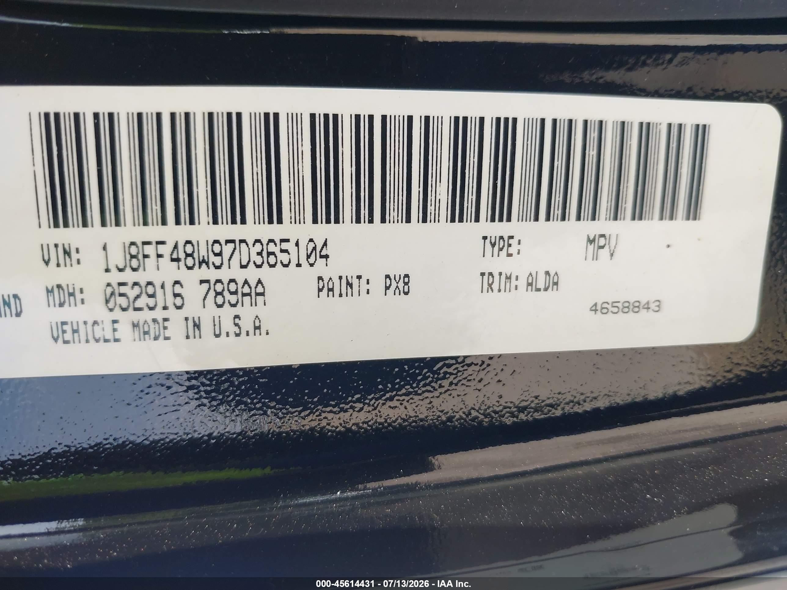 2007 Jeep Patriot Limited Black vin: 1J8FF48W97D365104