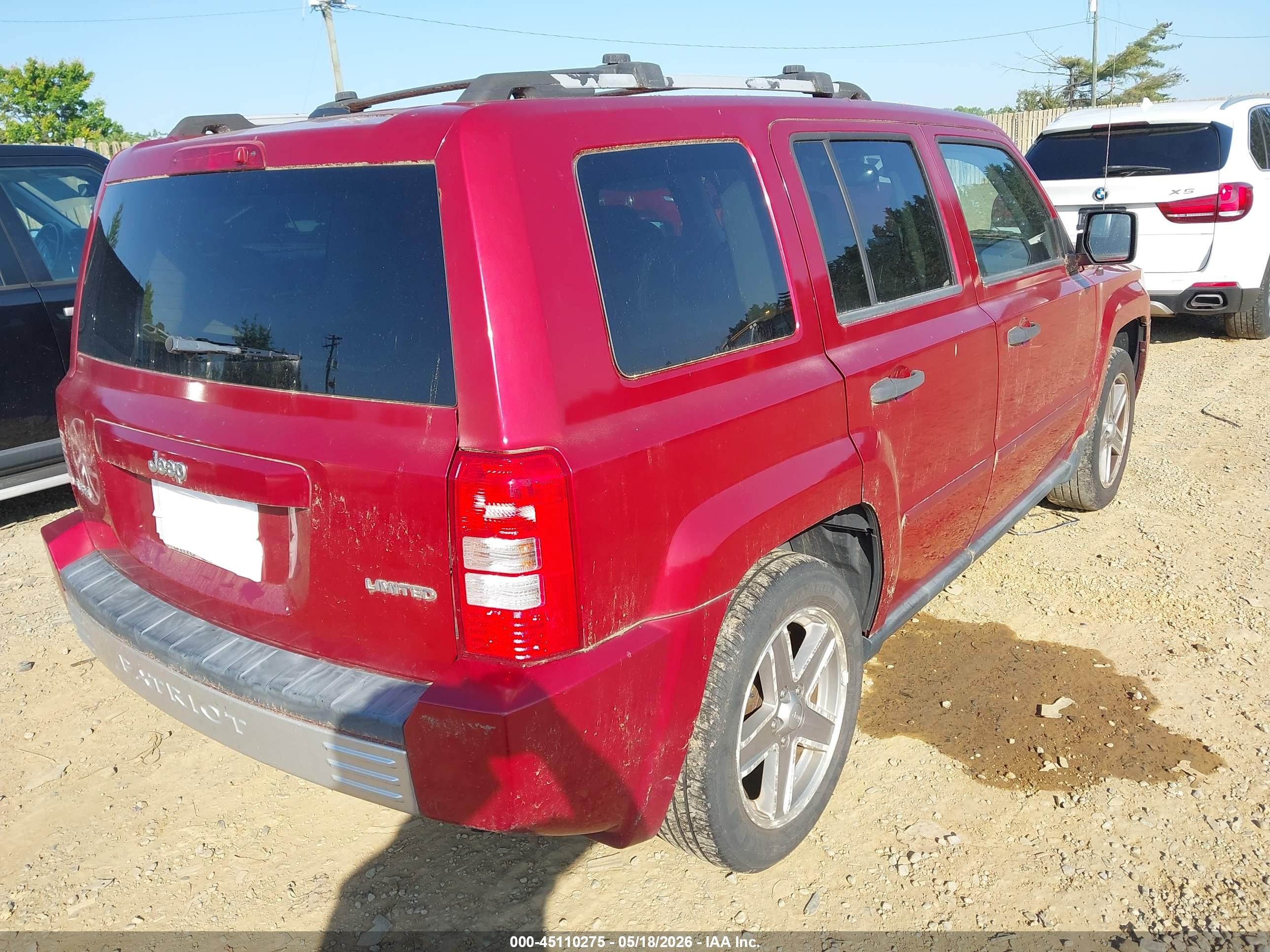 2007 Jeep Patriot Limited Burgundy vin: 1J8FF48W97D426998