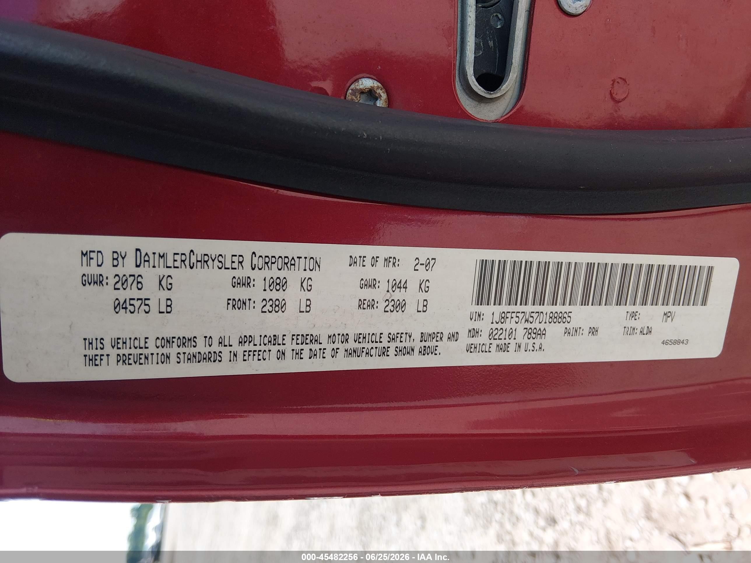2007 Jeep Compass Limited Red vin: 1J8FF57W57D188865