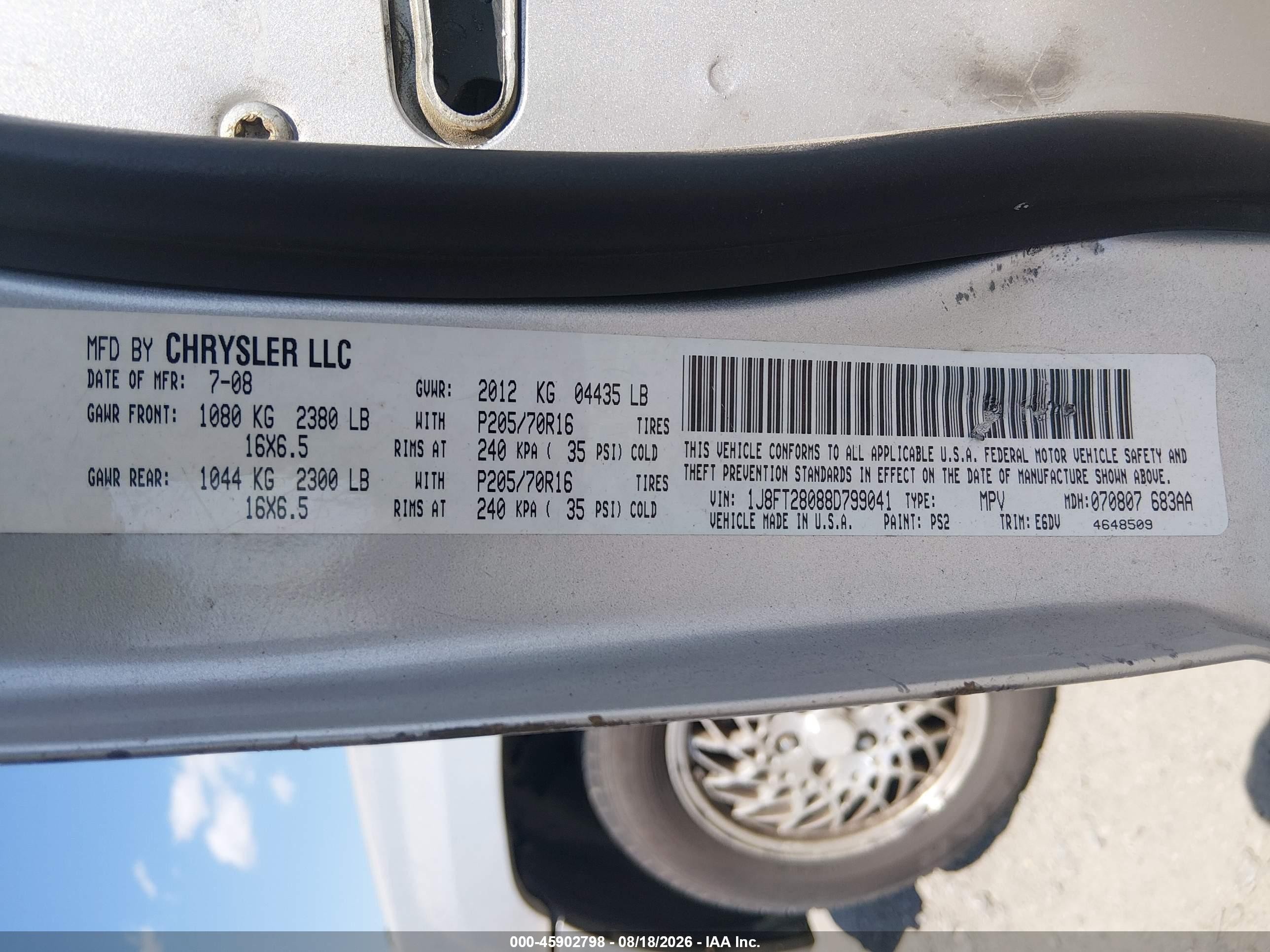 2008 Jeep Patriot Sport Silver vin: 1J8FT28088D799041