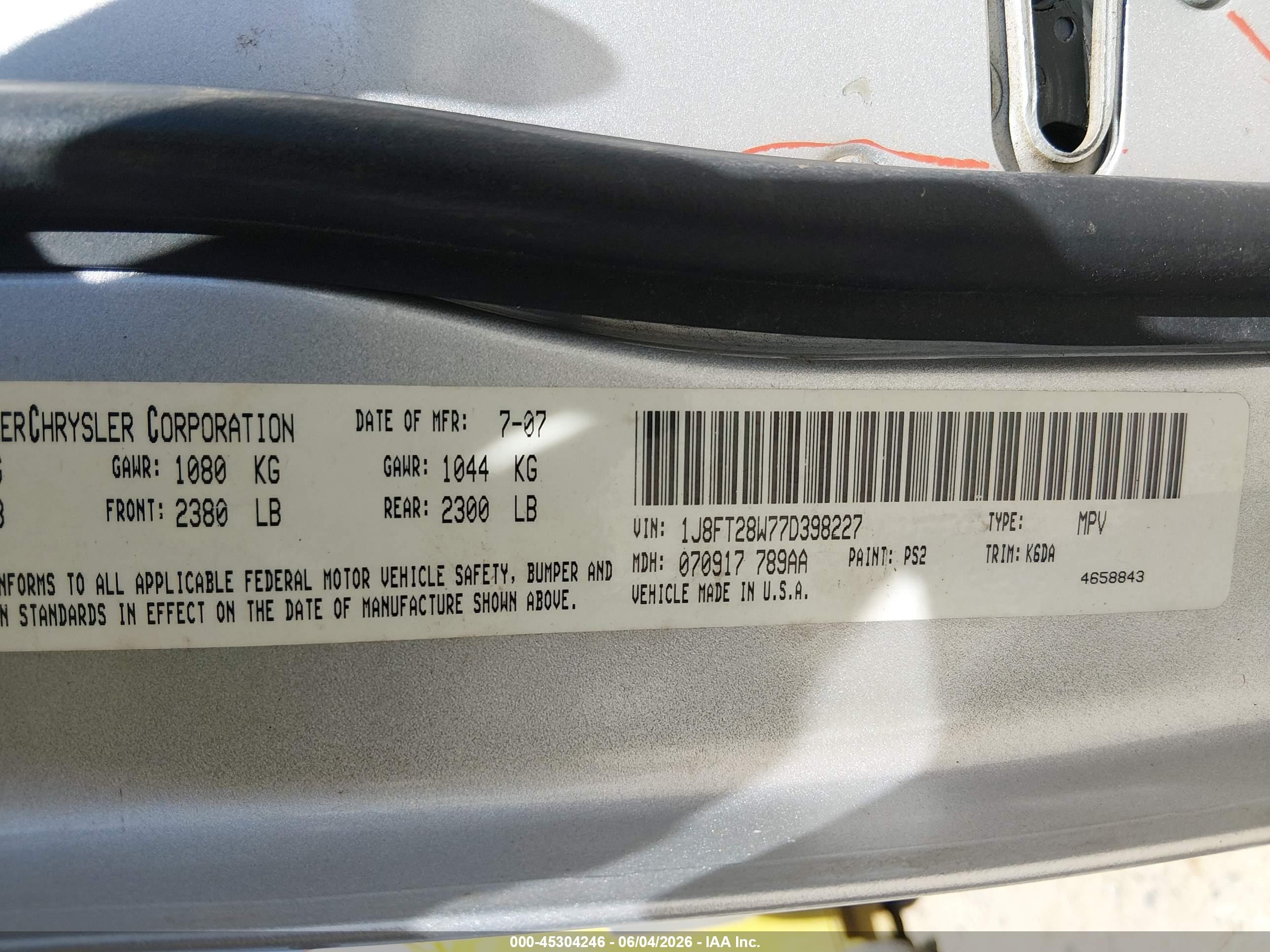 2007 Jeep Patriot Sport Silver vin: 1J8FT28W77D398227