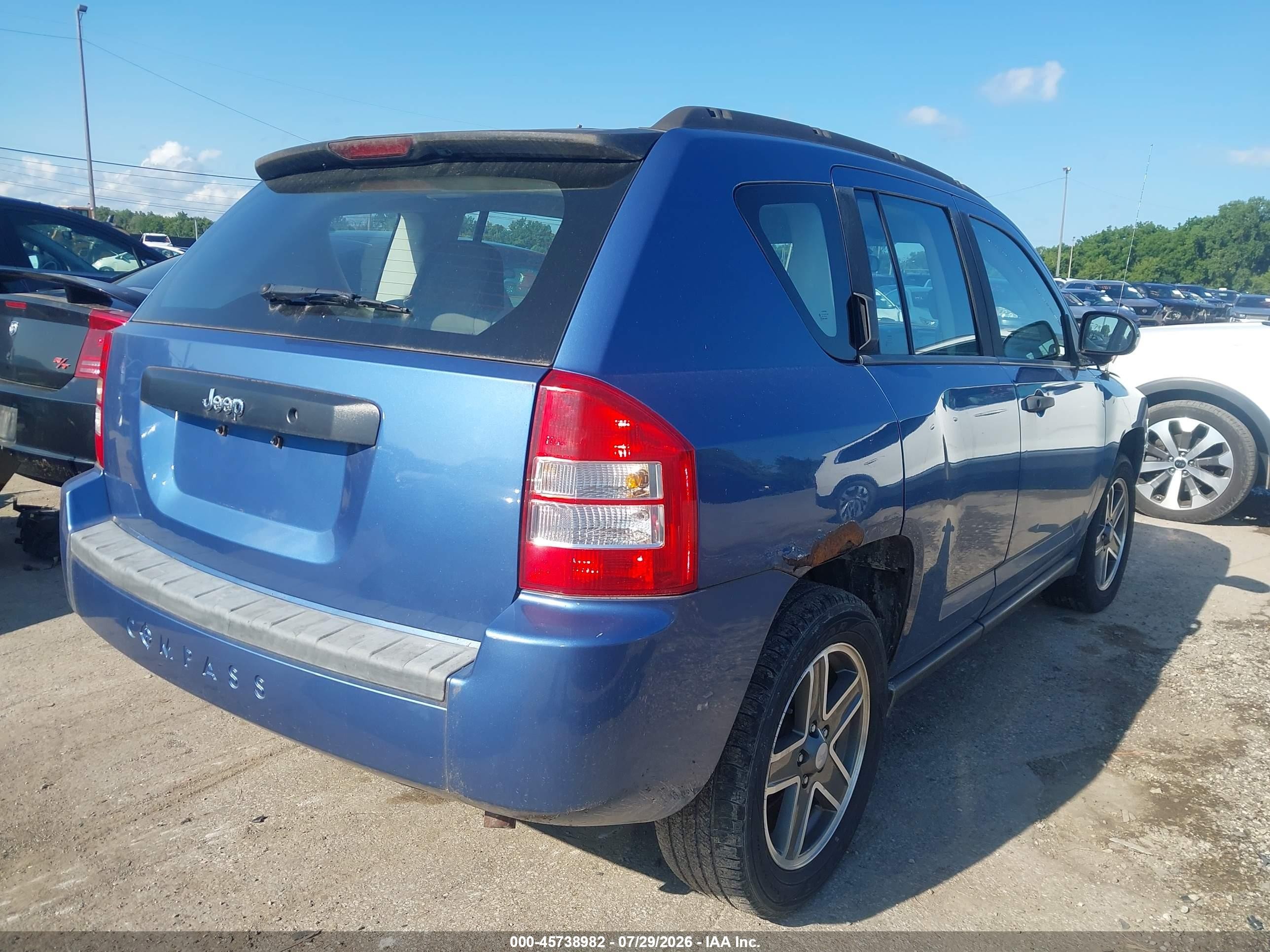 2007 Jeep Compass Sport Blue vin: 1J8FT47W27D216205