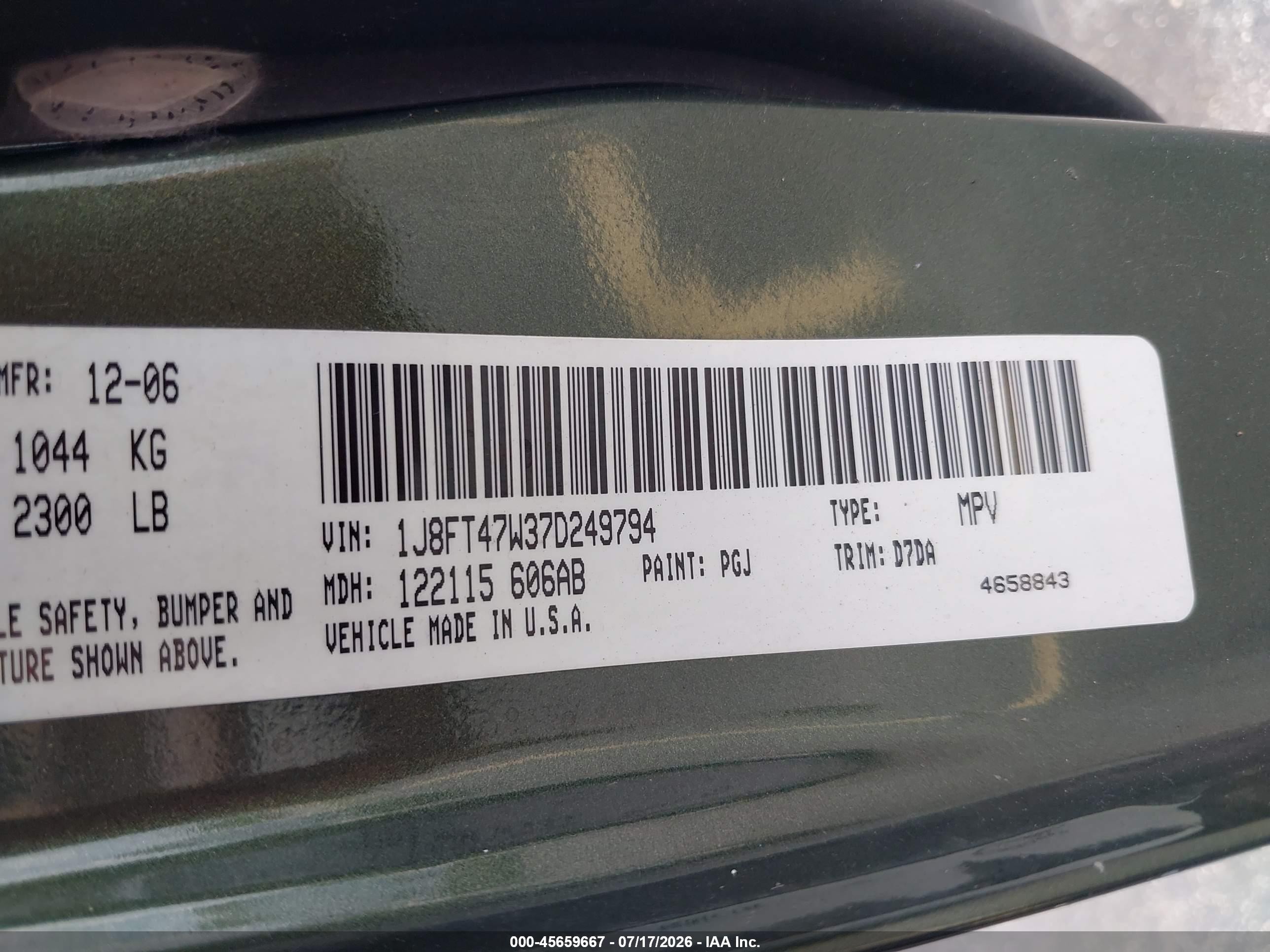 2007 Jeep Compass Sport Gray vin: 1J8FT47W37D249794