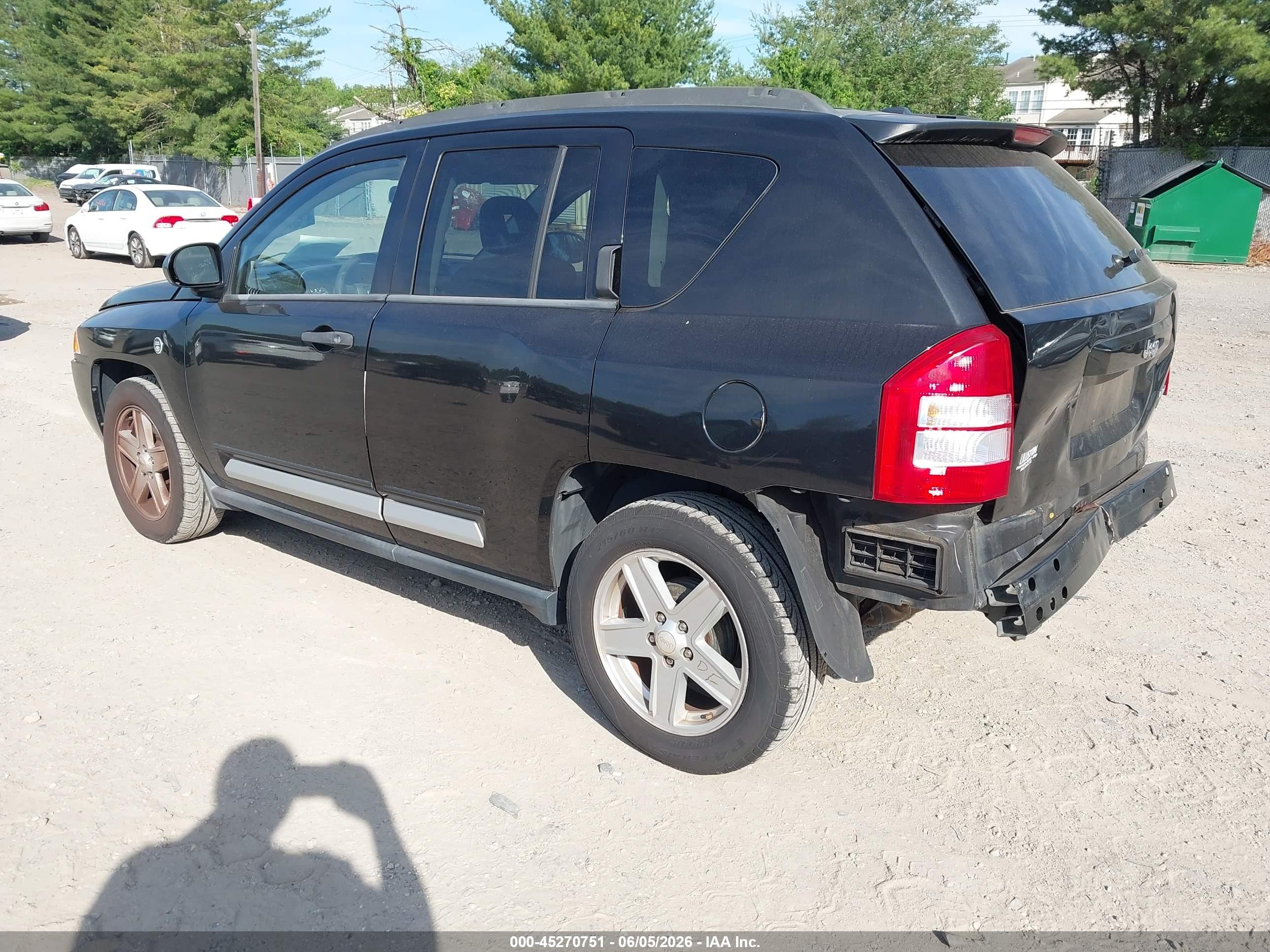 2008 Jeep Compass Sport Black vin: 1J8FT47W58D602151
