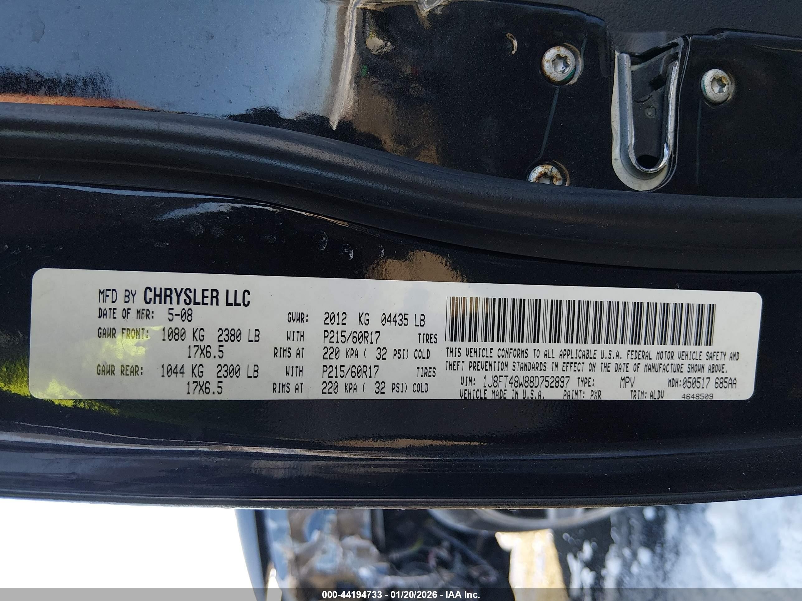 2008 Jeep Patriot Limited Black vin: 1J8FT48W88D752897