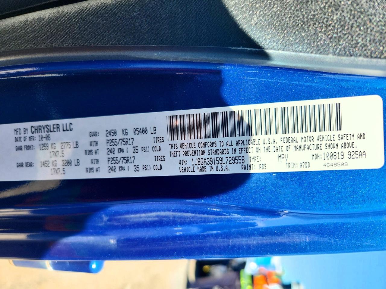 2009 Jeep Wrangler Unlimited X Blue vin: 1J8GA39159L729558