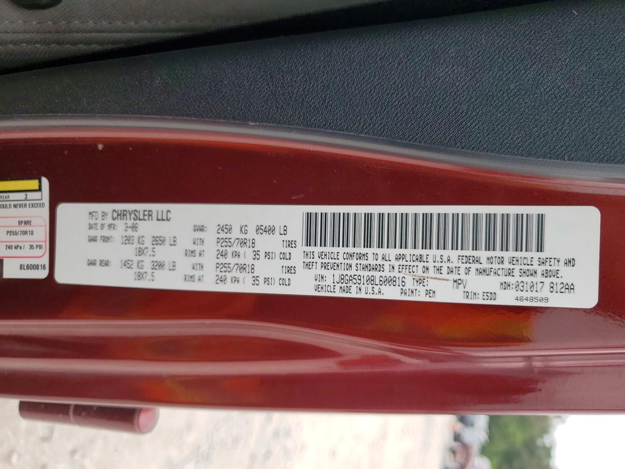 2008 Jeep Wrangler Unlimited Sahara Maroon vin: 1J8GA59108L600816