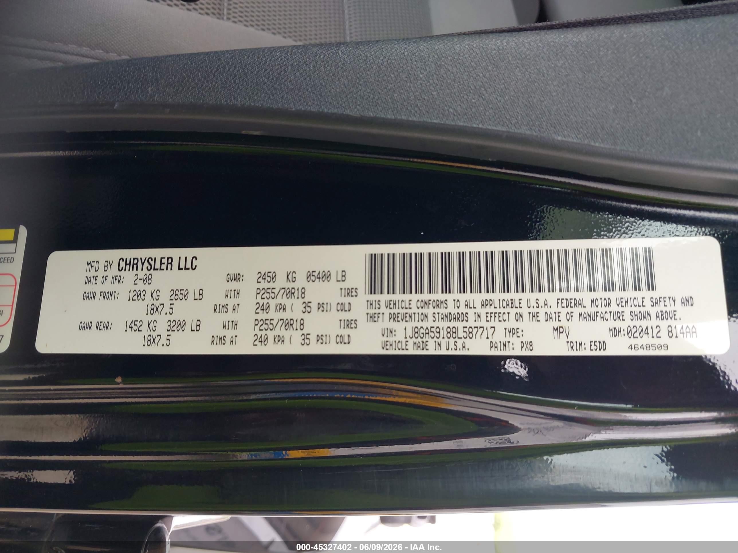 2008 Jeep Wrangler Unlimited Sahara Black vin: 1J8GA59188L587717