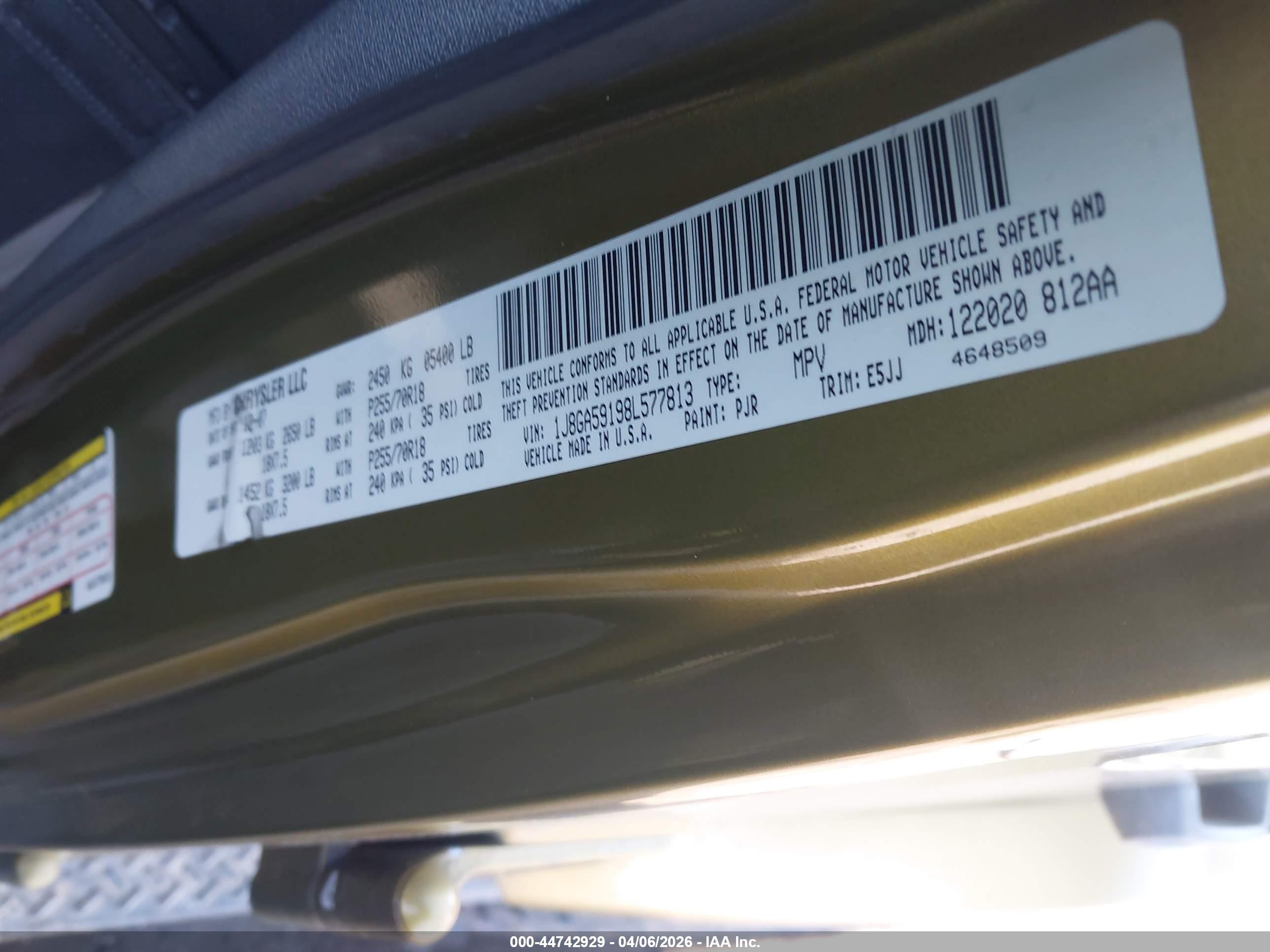 2008 Jeep Wrangler Unlimited Sahara Green vin: 1J8GA59198L577813