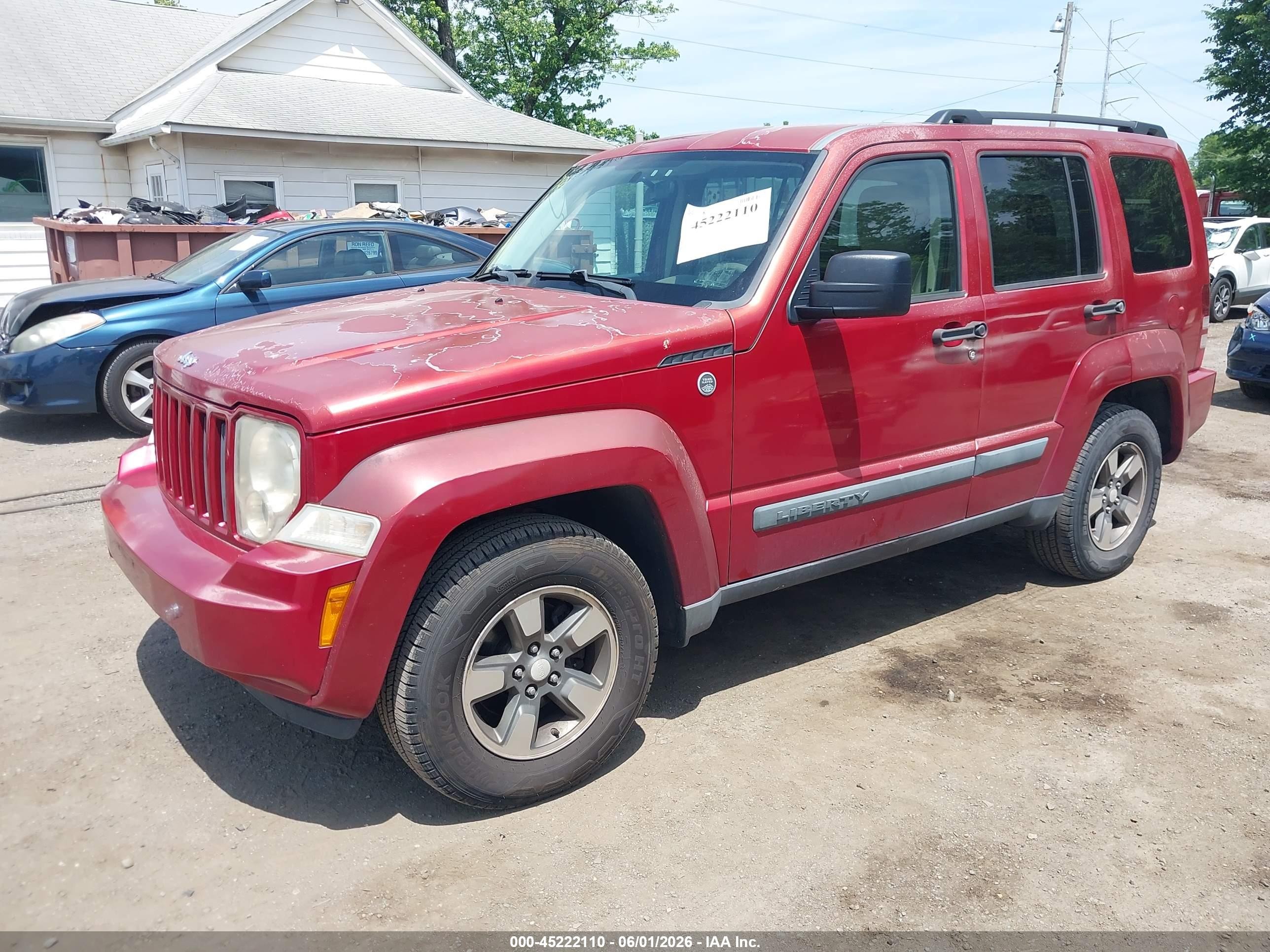 2008 Jeep Liberty Sport Red vin: 1J8GN28K18W105584