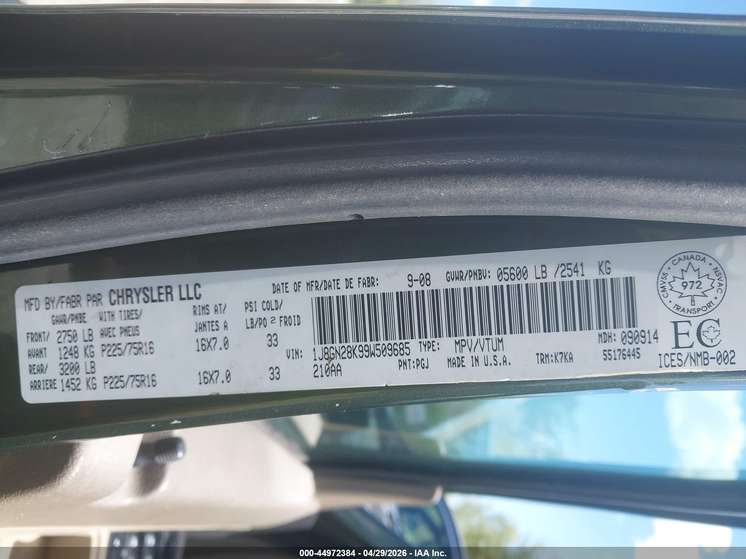2009 Jeep Liberty Sport Green vin: 1J8GN28K99W509685