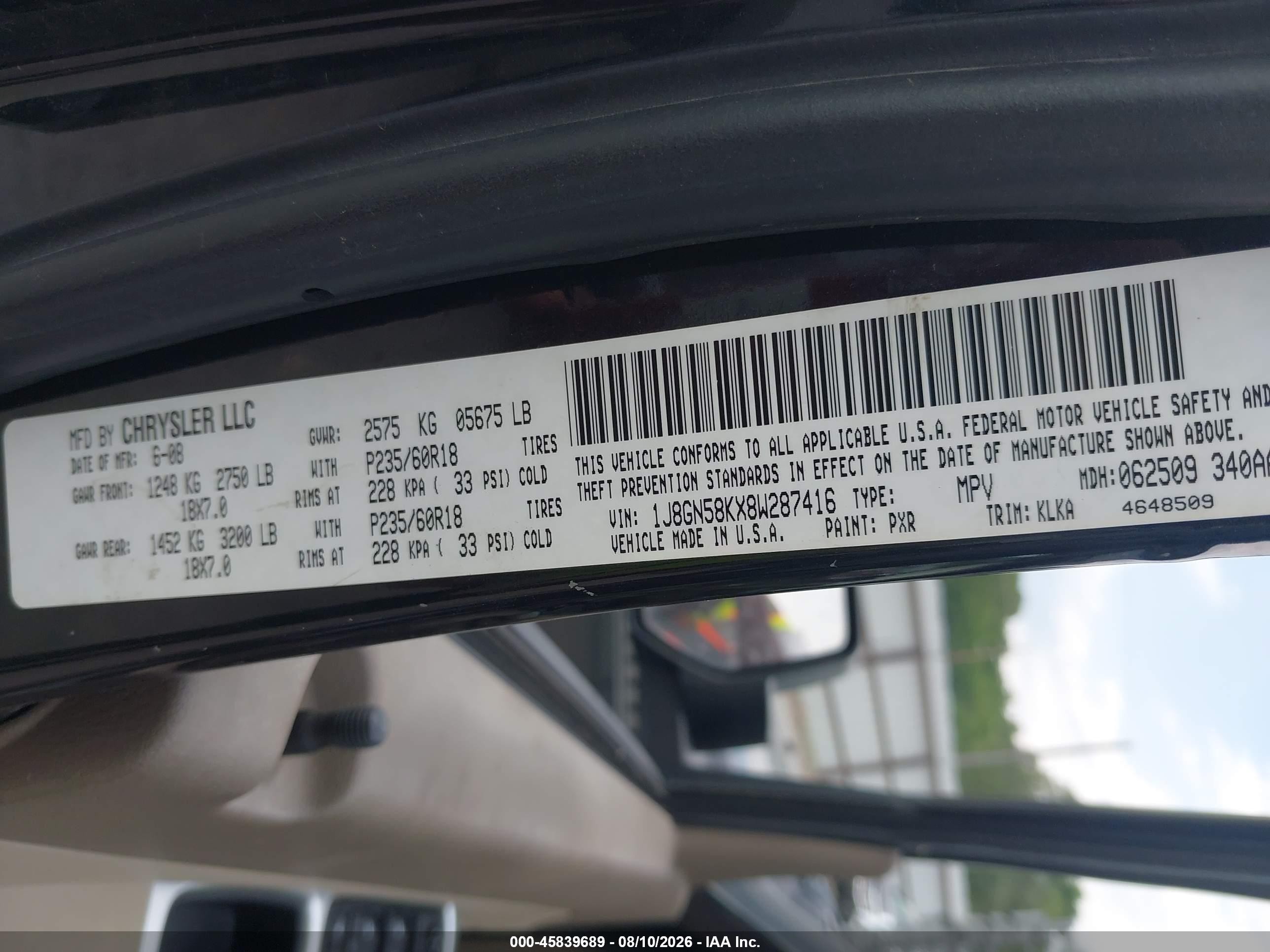 2008 Jeep Liberty Limited Edition Черный vin: 1J8GN58KX8W287416
