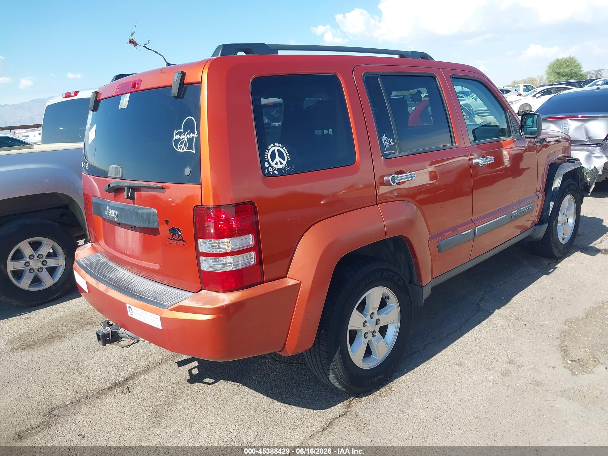 2009 Jeep Liberty Sport Orange vin: 1J8GP28K29W525205