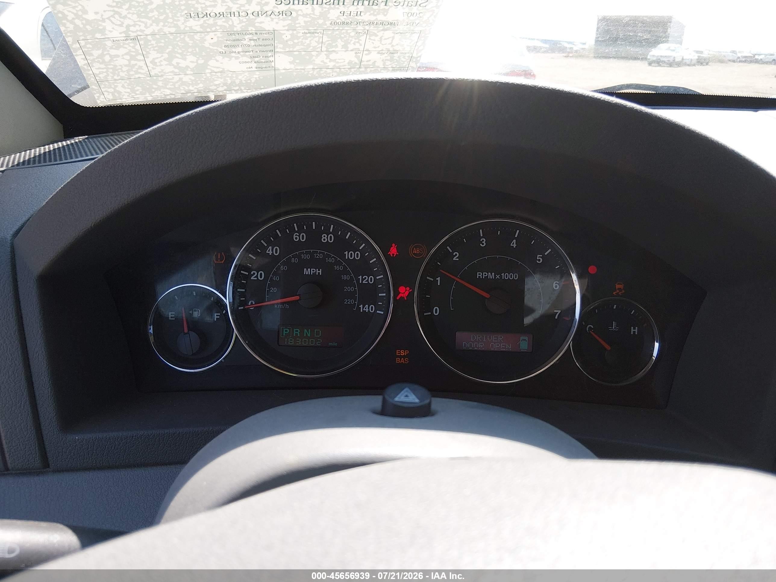2007 Jeep Grand Cherokee Laredo Blue vin: 1J8GR48K27C588003
