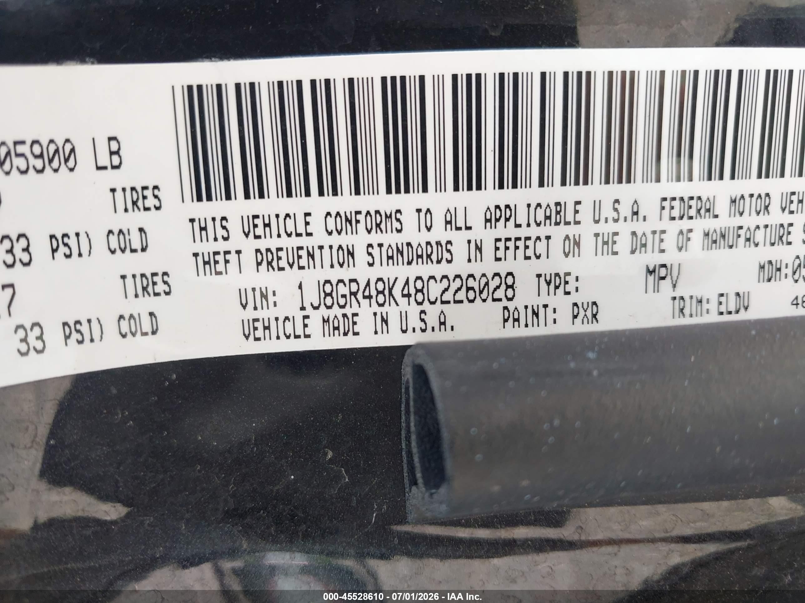 2008 Jeep Grand Cherokee Laredo Black vin: 1J8GR48K48C226028