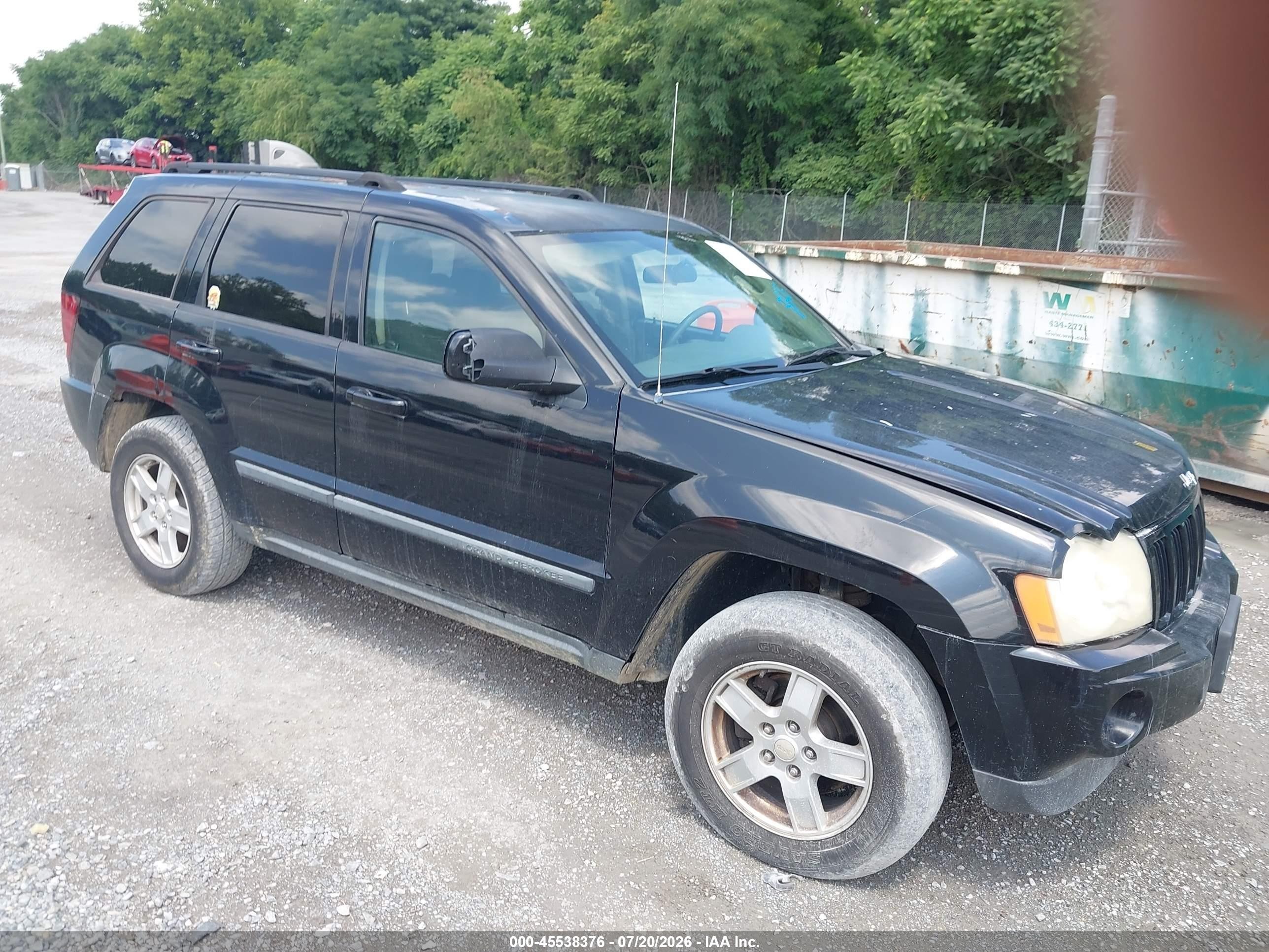 2007 Jeep Grand Cherokee Laredo Black vin: 1J8GR48K67C540679