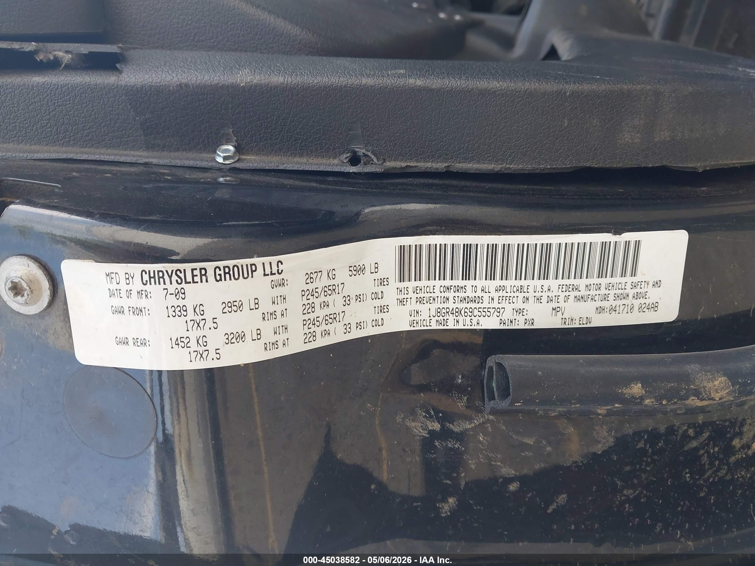 2009 Jeep Grand Cherokee Laredo Black vin: 1J8GR48K69C555797