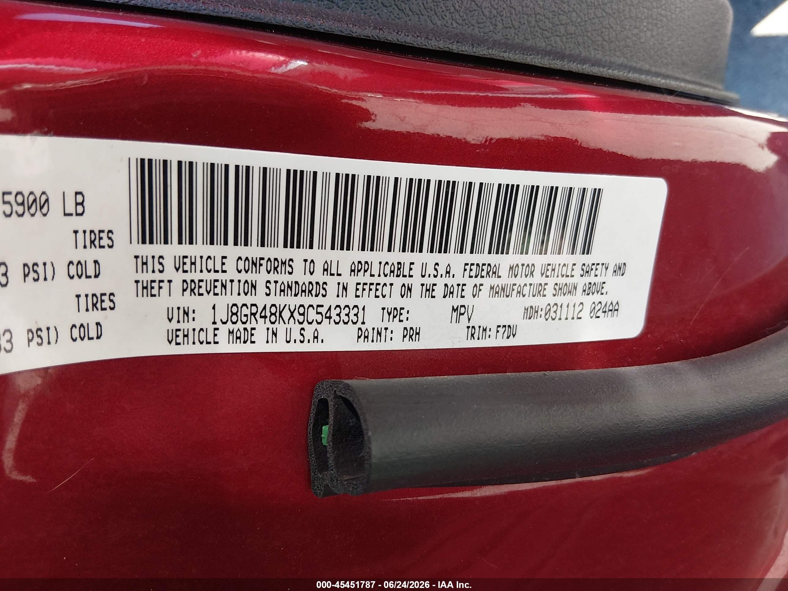 2009 Jeep Grand Cherokee Laredo Red vin: 1J8GR48KX9C543331