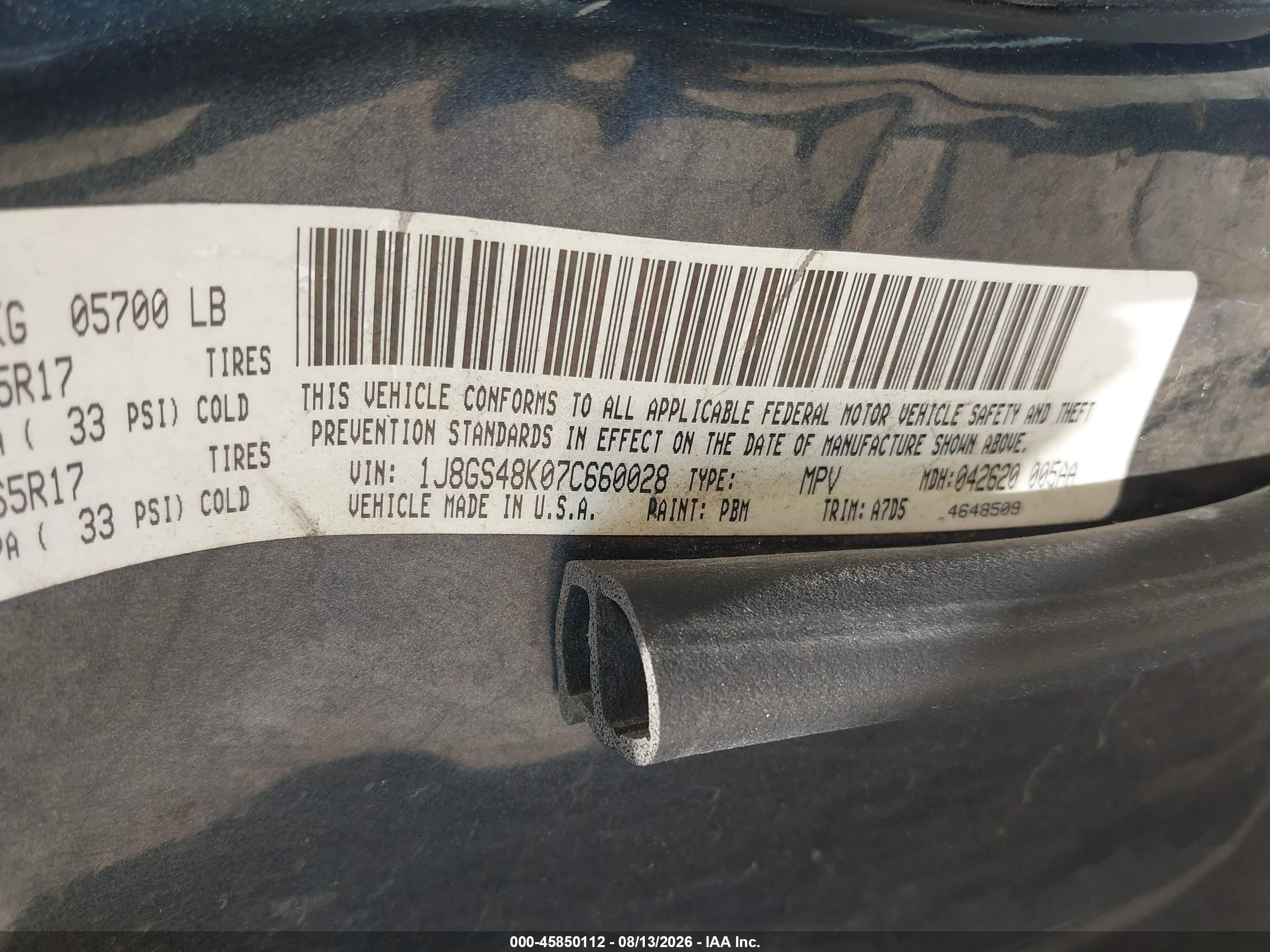 2007 Jeep Grand Cherokee Laredo Blue vin: 1J8GS48K07C660028
