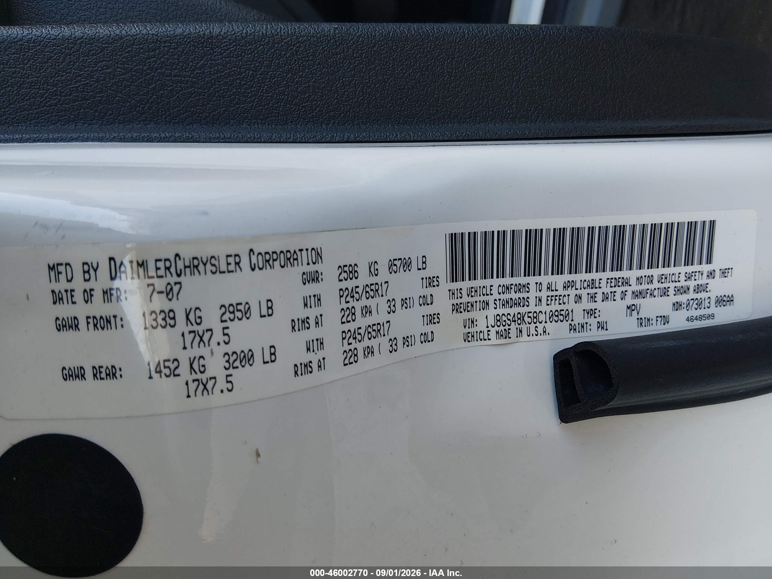 2008 Jeep Grand Cherokee Laredo White vin: 1J8GS48K58C109501