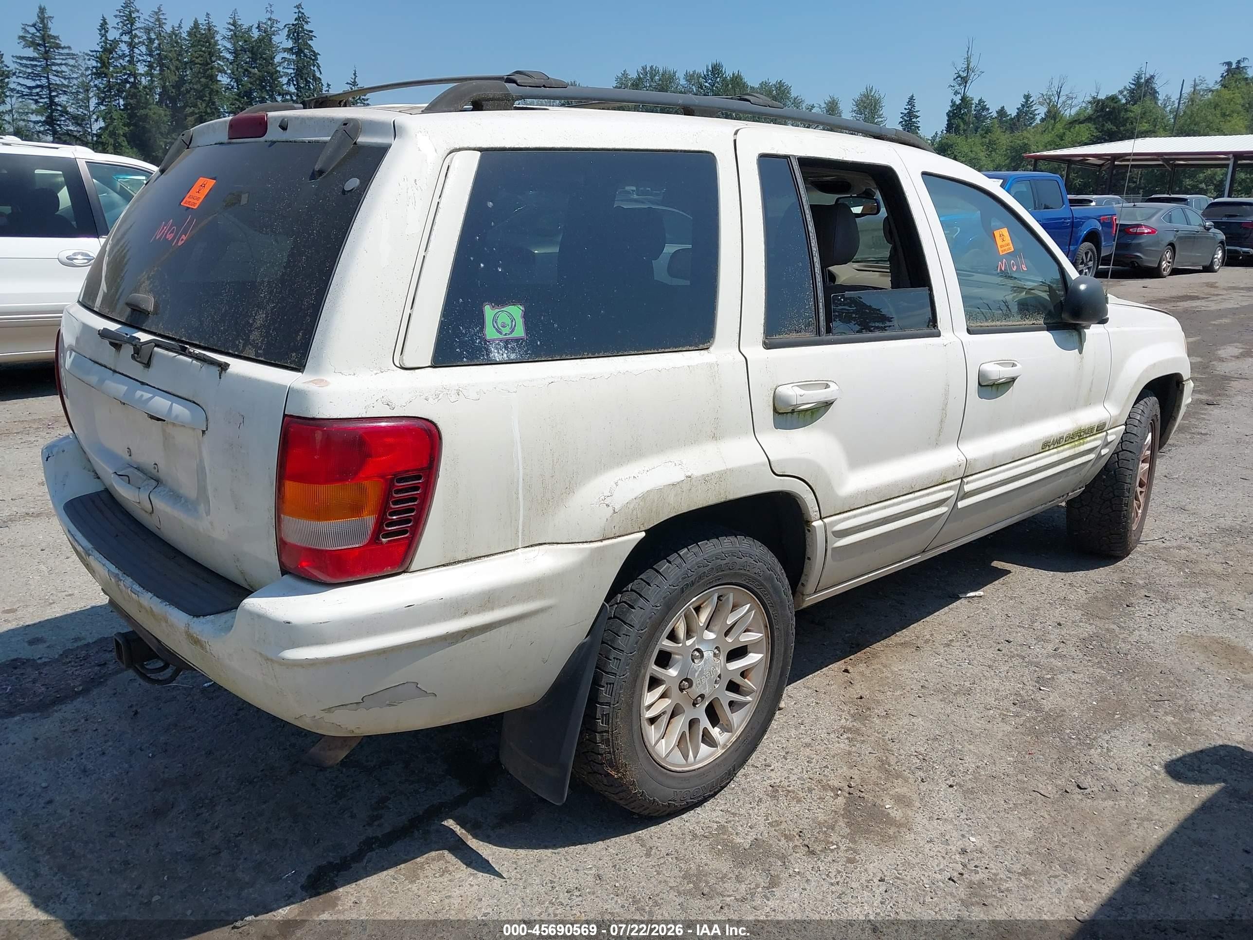 2002 Jeep Grand Cherokee Limited White vin: 1J8GW58S72C228927