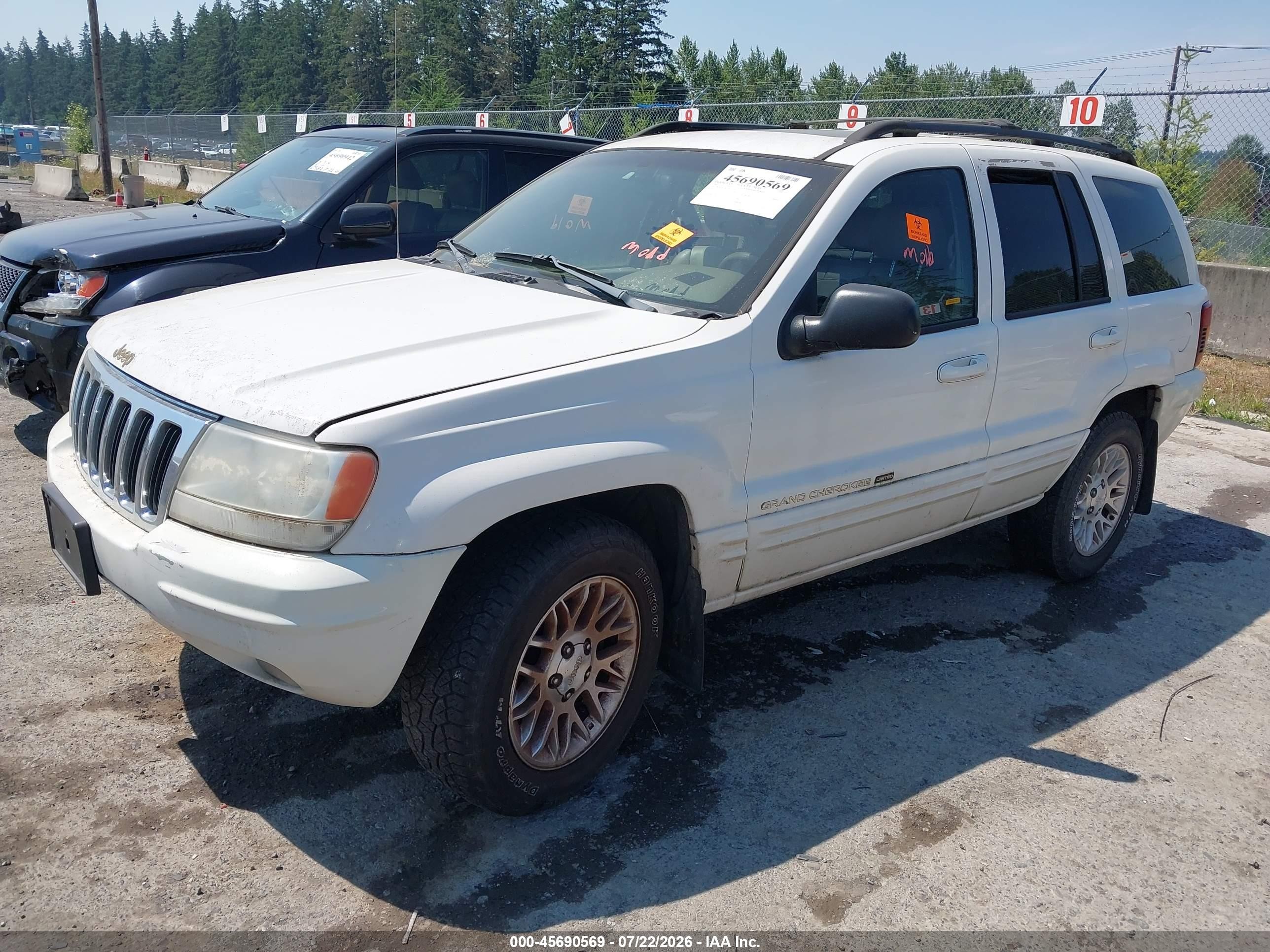 2002 Jeep Grand Cherokee Limited White vin: 1J8GW58S72C228927