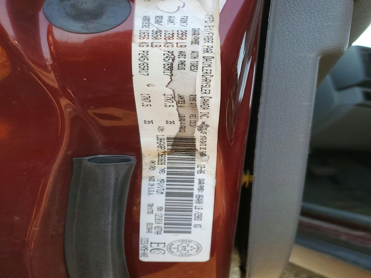 2007 Jeep Commander Burgundy vin: 1J8HG48P17C593828