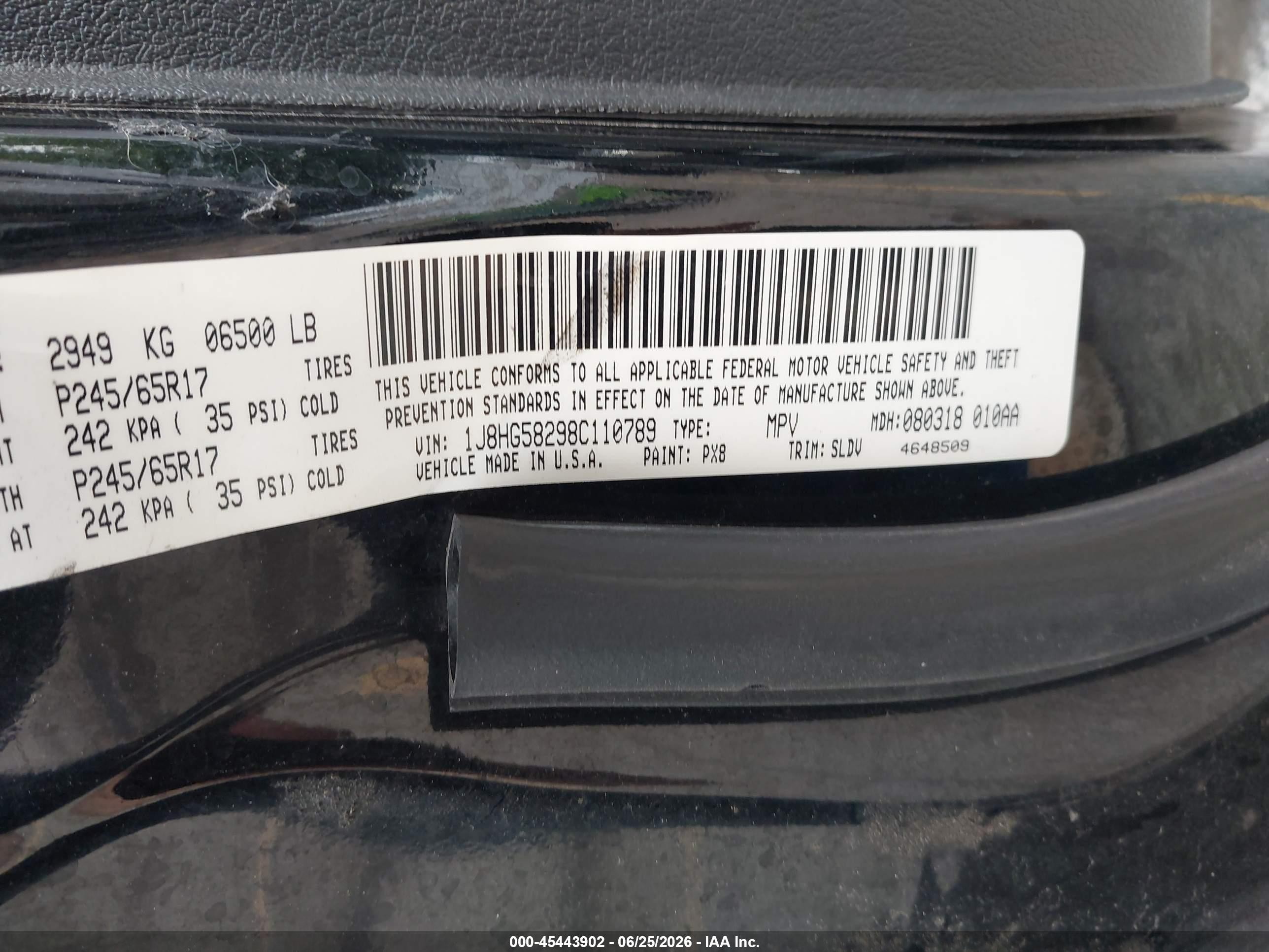 2008 Jeep Commander Limited Black vin: 1J8HG58298C110789