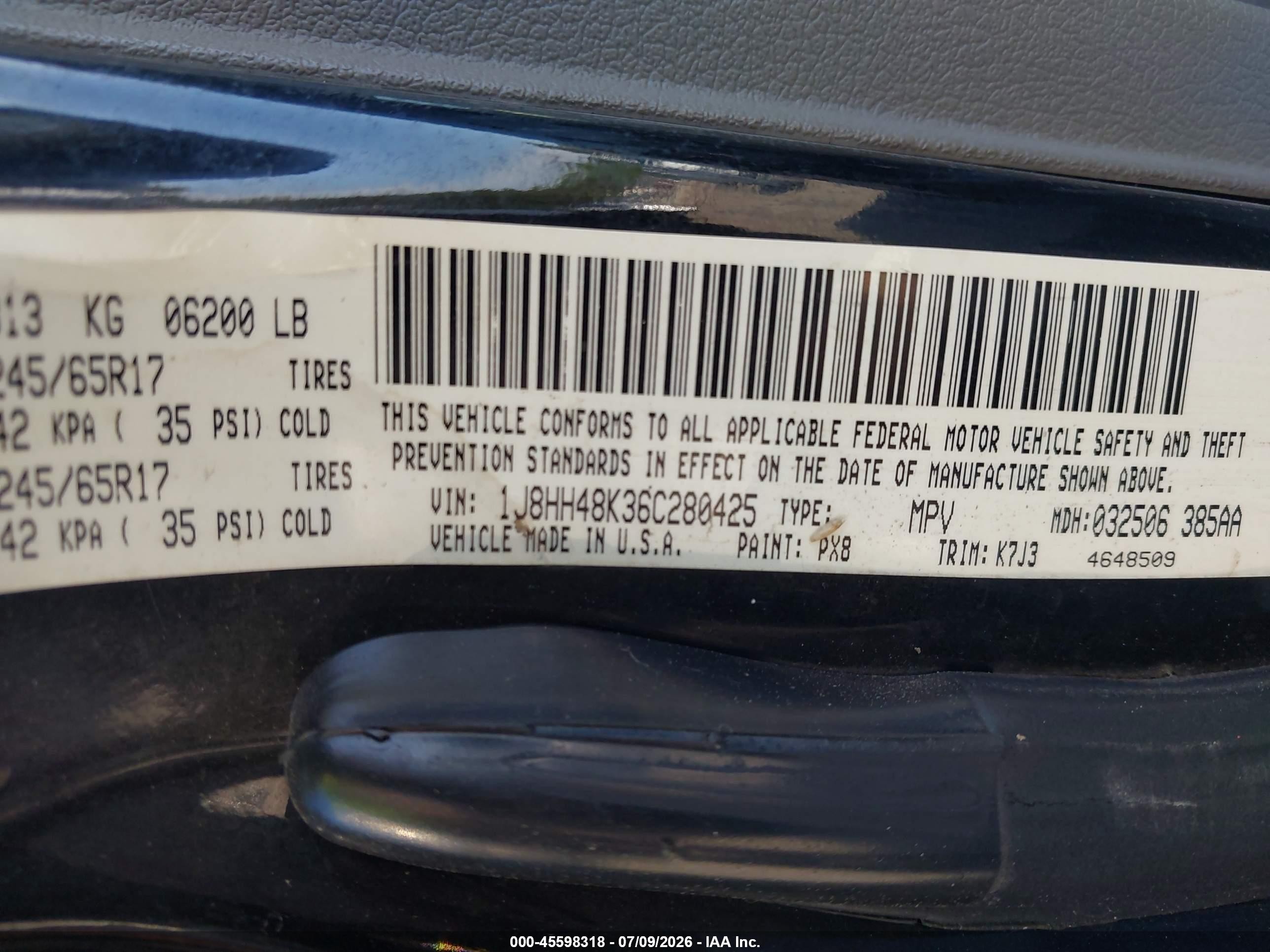 2006 Jeep Commander   Black vin: 1J8HH48K36C280425