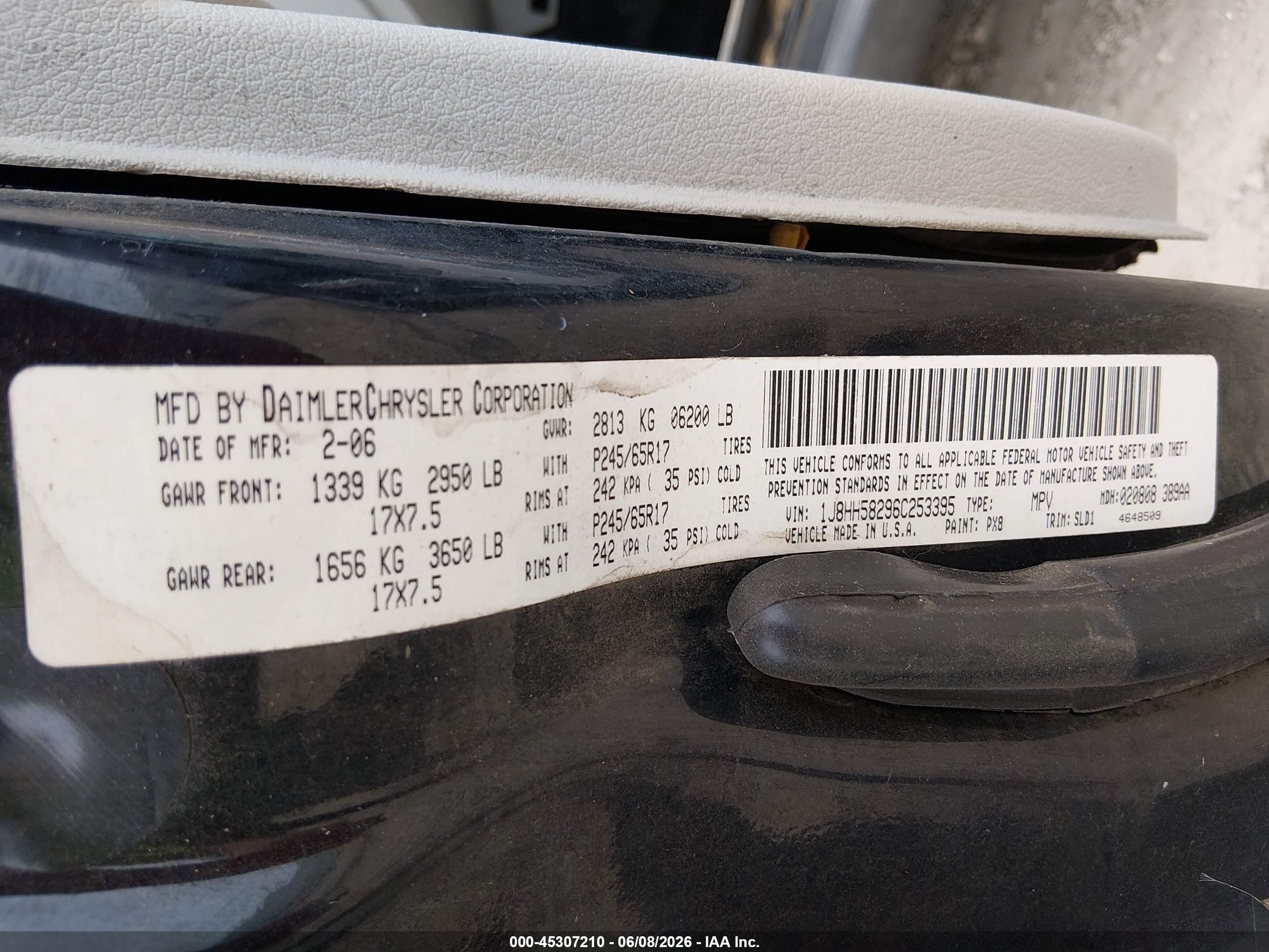 2006 Jeep Commander Limited Black vin: 1J8HH58296C253395
