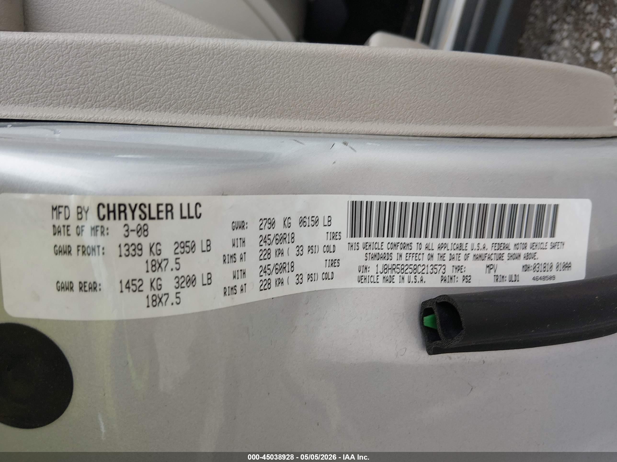 2008 Jeep Grand Cherokee Limited Silver vin: 1J8HR58258C213573